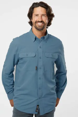 Dri Duck Mens Crossroad UPF 50  Long Sleeve Button Down Shirt w/ Double Pockets - Slate Blue  Discount Clothing Dri-Duck