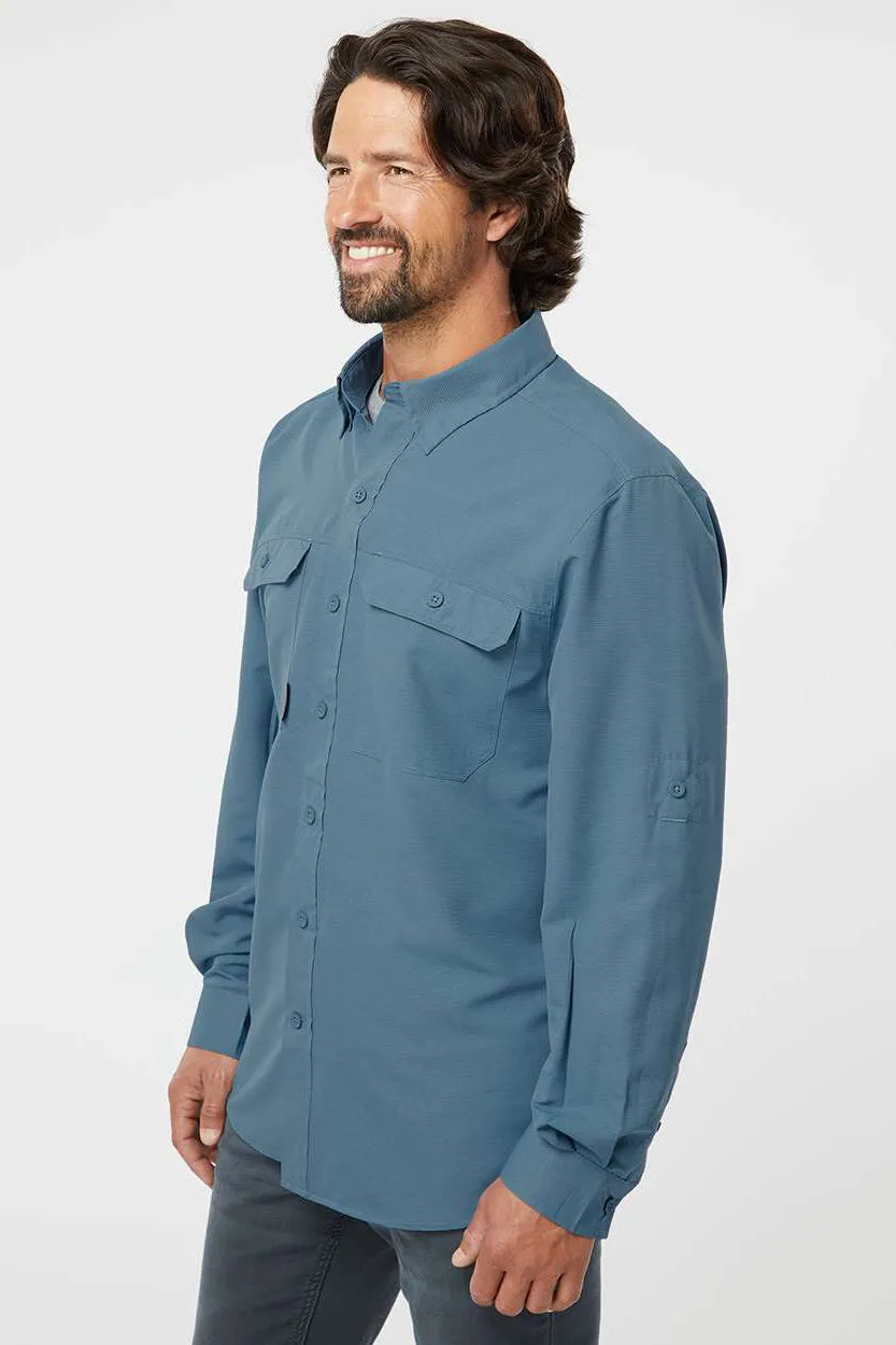 Dri Duck Mens Crossroad UPF 50  Long Sleeve Button Down Shirt w/ Double Pockets - Slate Blue  Discount Clothing Dri-Duck