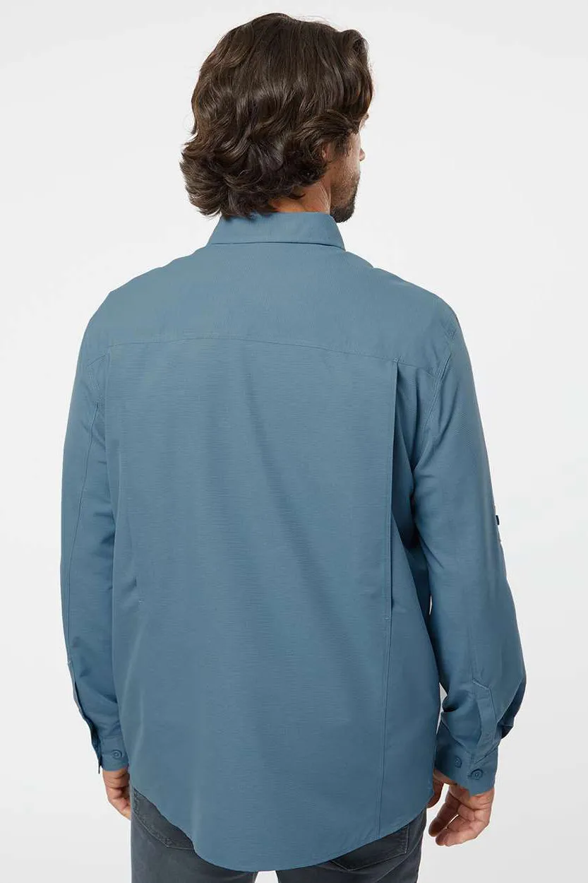 Dri Duck Mens Crossroad UPF 50  Long Sleeve Button Down Shirt w/ Double Pockets - Slate Blue  Discount Clothing Dri-Duck