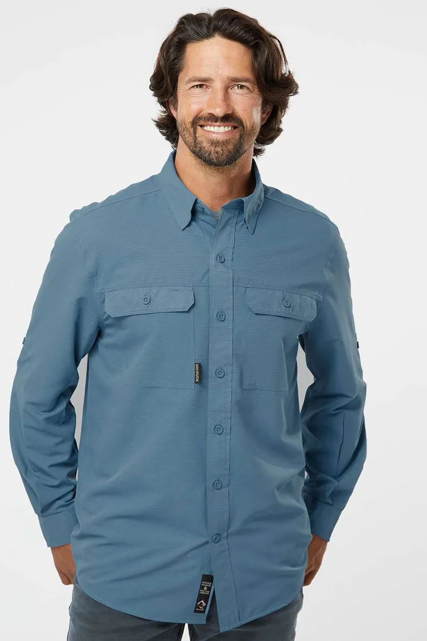 Dri Duck Mens Crossroad UPF 50  Long Sleeve Button Down Shirt w/ Double Pockets - Slate Blue  Discount Clothing Dri-Duck