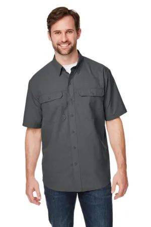 Dri Duck Mens Crossroad UPF 50  Short Sleeve Button Down Shirt w/ Double Pockets - Charcoal Grey  Discount Clothing Dri-Duck