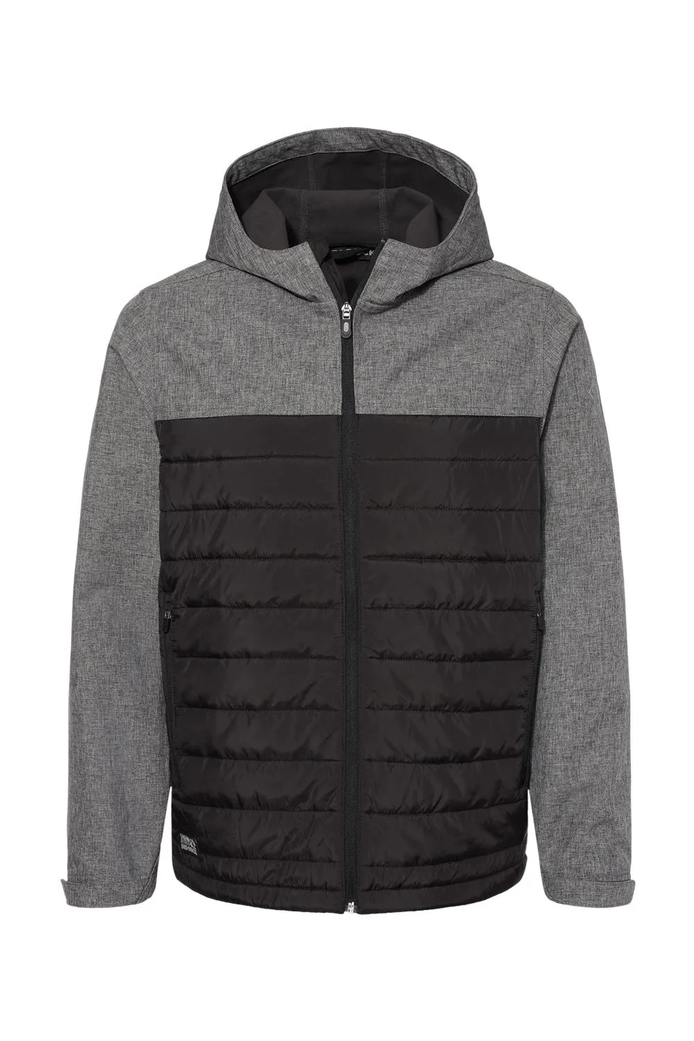 Dri Duck Mens Pinnacle Water Resistant Puffer Full Zip Hooded Jacket - Heather Black/Black  Discount Clothing Dri-Duck