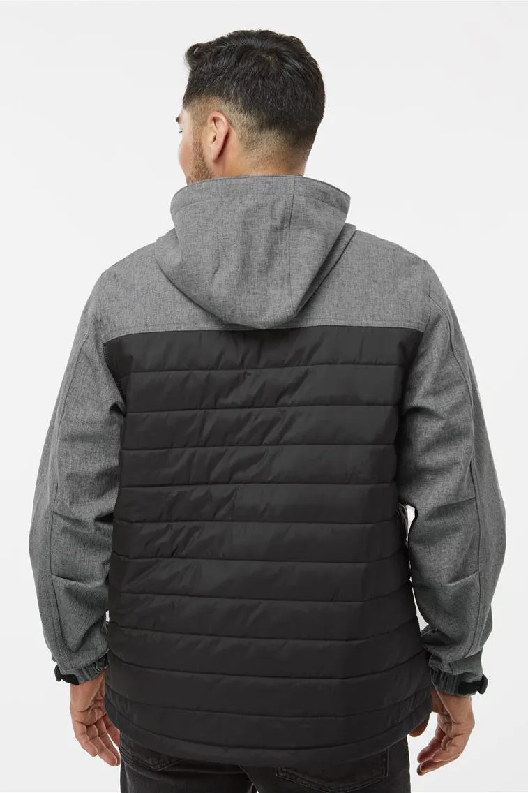 Dri Duck Mens Pinnacle Water Resistant Puffer Full Zip Hooded Jacket - Heather Black/Black  Discount Clothing Dri-Duck