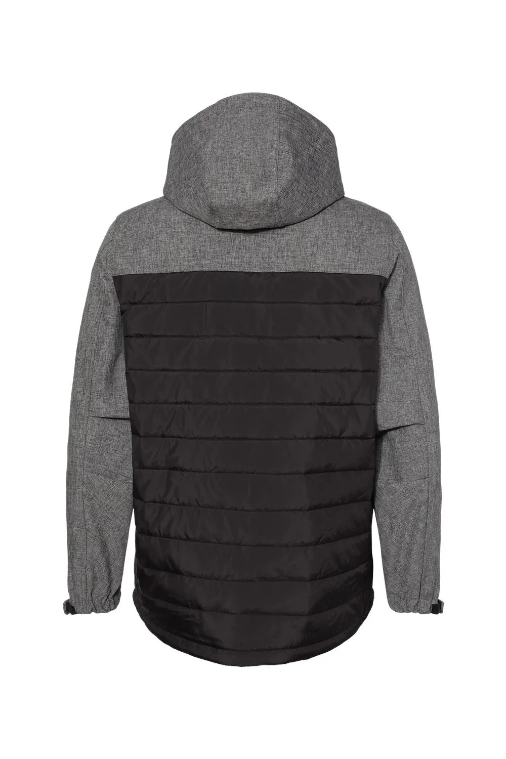 Dri Duck Mens Pinnacle Water Resistant Puffer Full Zip Hooded Jacket - Heather Black/Black  Discount Clothing Dri-Duck