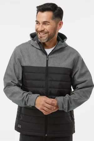 Dri Duck Mens Pinnacle Water Resistant Puffer Full Zip Hooded Jacket - Heather Black/Black  Discount Clothing Dri-Duck