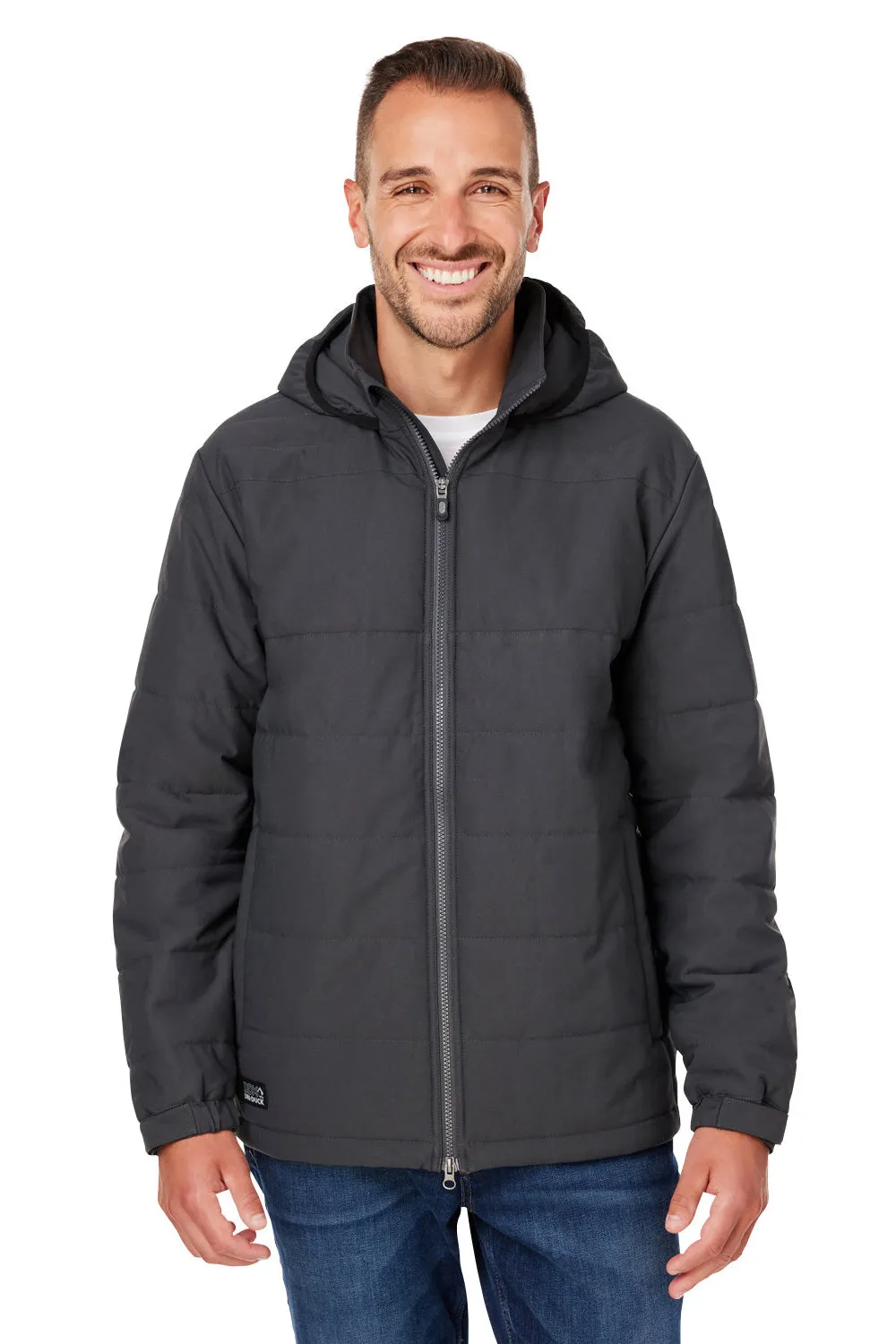 Dri Duck Mens Quantum Water Resistant Puffer Full Zip Hooded Jacket - Graphite Grey  Discount Clothing Dri-Duck
