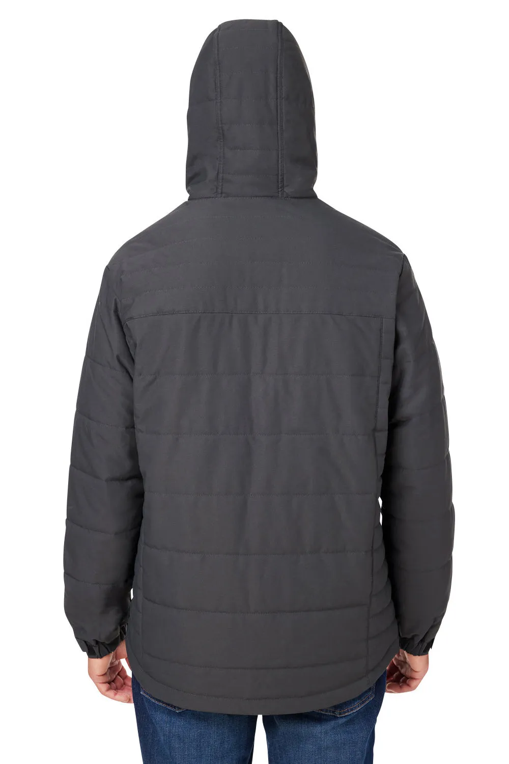 Dri Duck Mens Quantum Water Resistant Puffer Full Zip Hooded Jacket - Graphite Grey  Discount Clothing Dri-Duck