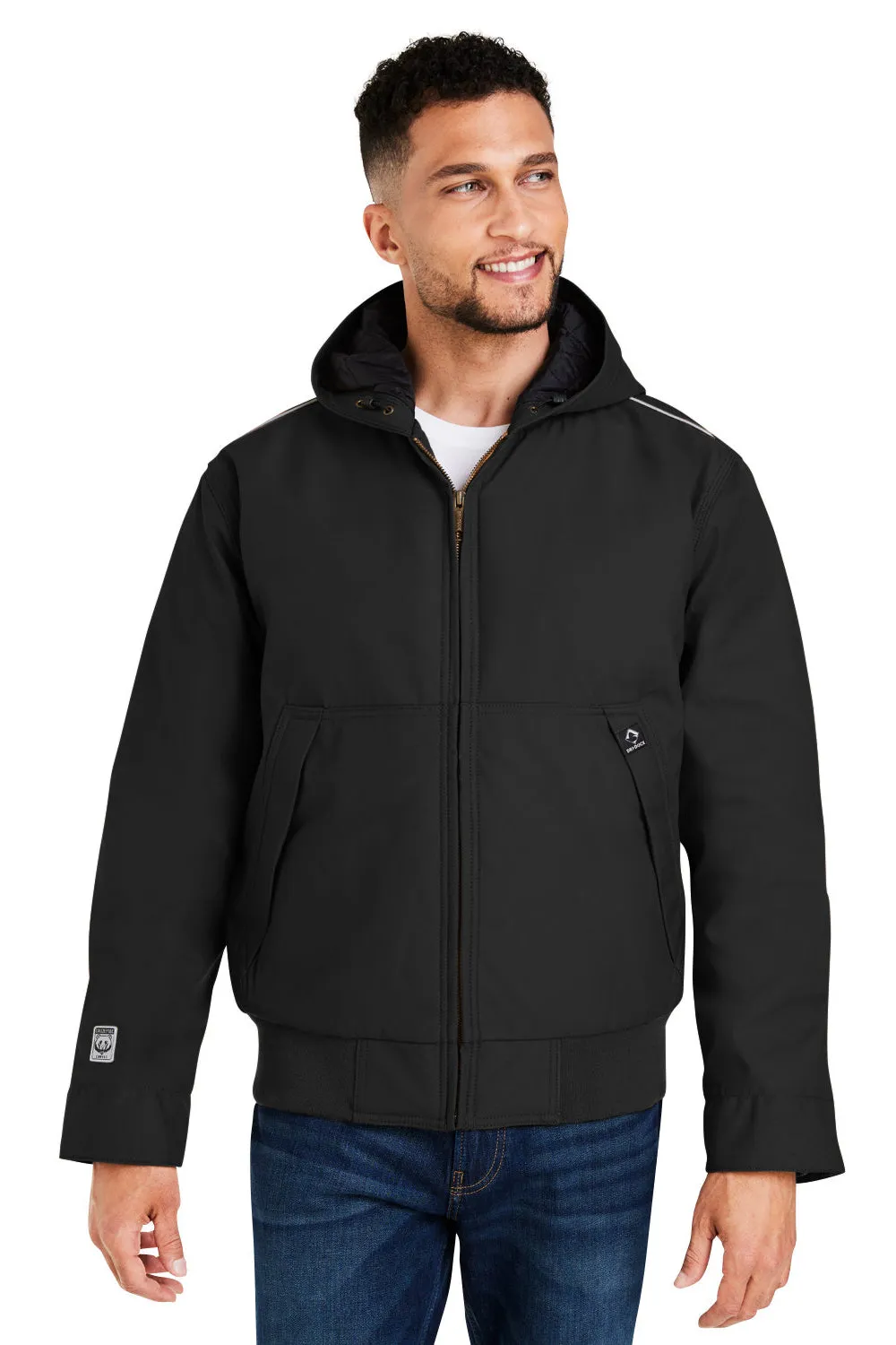Dri Duck Mens Rubicon Water Resistant Full Zip Hooded Jacket - Black  Discount Clothing Dri-Duck