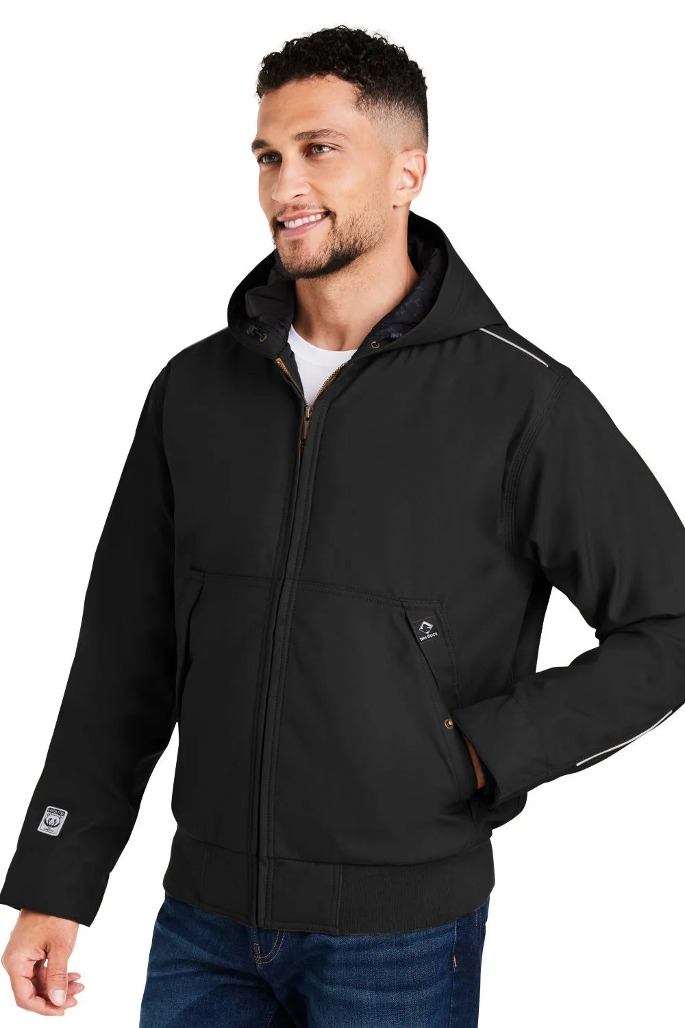 Dri Duck Mens Rubicon Water Resistant Full Zip Hooded Jacket - Black  Discount Clothing Dri-Duck