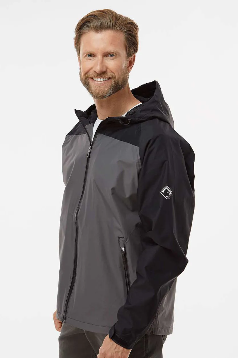 Dri Duck Mens Torrent Wind & Waterproof Full Zip Hooded Jacket - Charcoal Grey/Black  Discount Clothing Dri-Duck