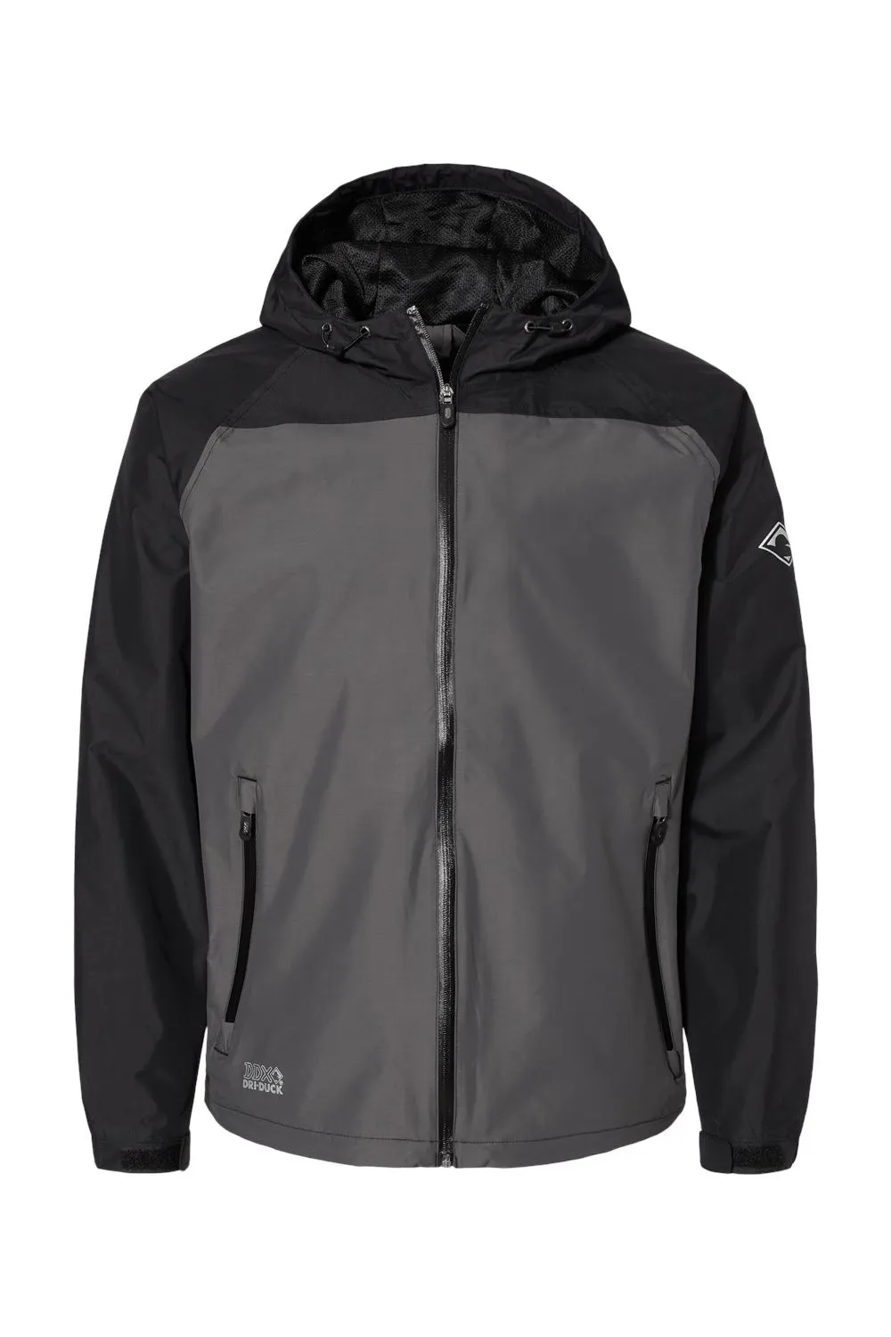 Dri Duck Mens Torrent Wind & Waterproof Full Zip Hooded Jacket - Charcoal Grey/Black  Discount Clothing Dri-Duck