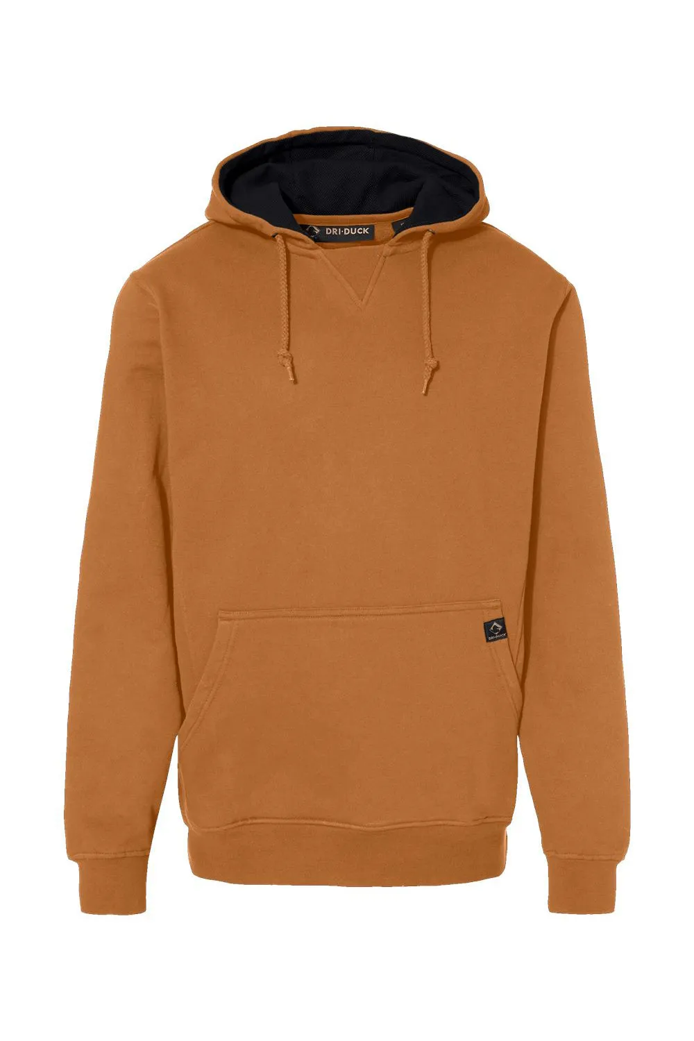 Dri Duck Mens Woodland Fleece Hooded Sweatshirt Hoodie w/ Pouch Pocket - Saddle Brown  Discount Clothing Dri-Duck