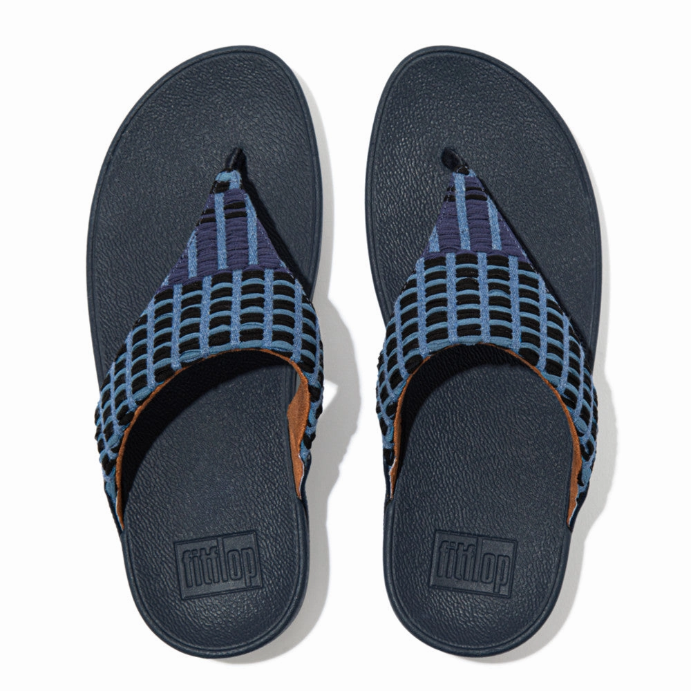 FITFLOP LULU ART-DENIM TOE-POST SANDAL - FINAL SALE! Fitflop supportive sandals