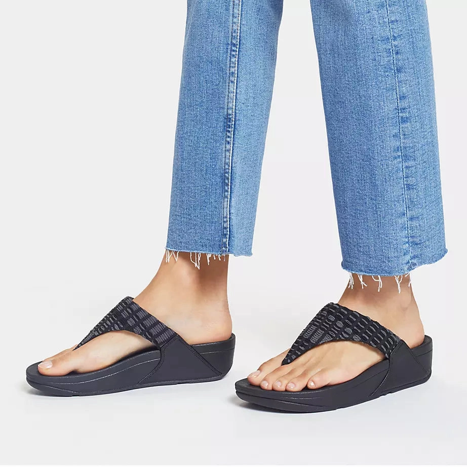 FITFLOP LULU ART-DENIM TOE-POST SANDAL - FINAL SALE! Fitflop supportive sandals