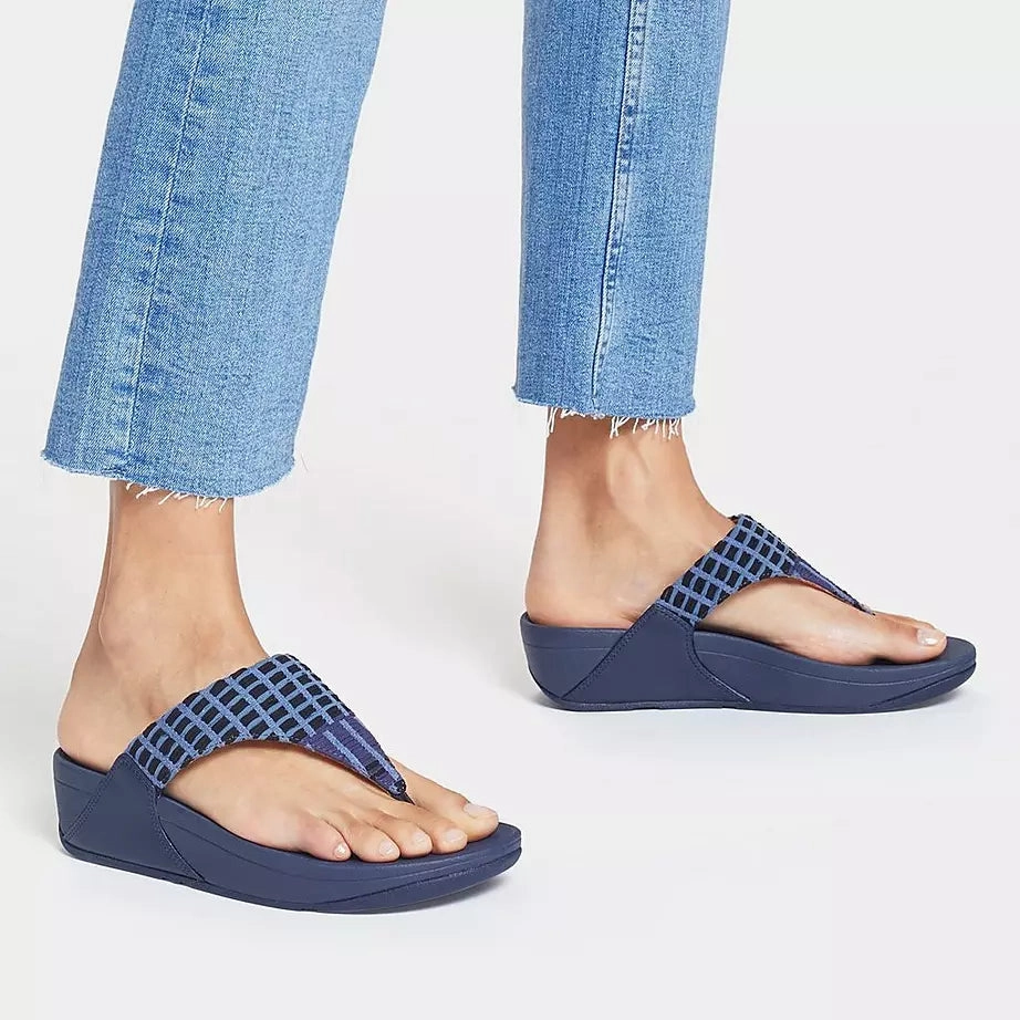 FITFLOP LULU ART-DENIM TOE-POST SANDAL - FINAL SALE! Fitflop supportive sandals