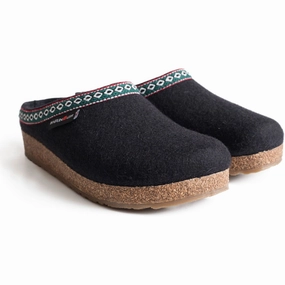 HAFLINGER GZ OPEN BACK CLOG Haflinger wool slippers with cork footbed