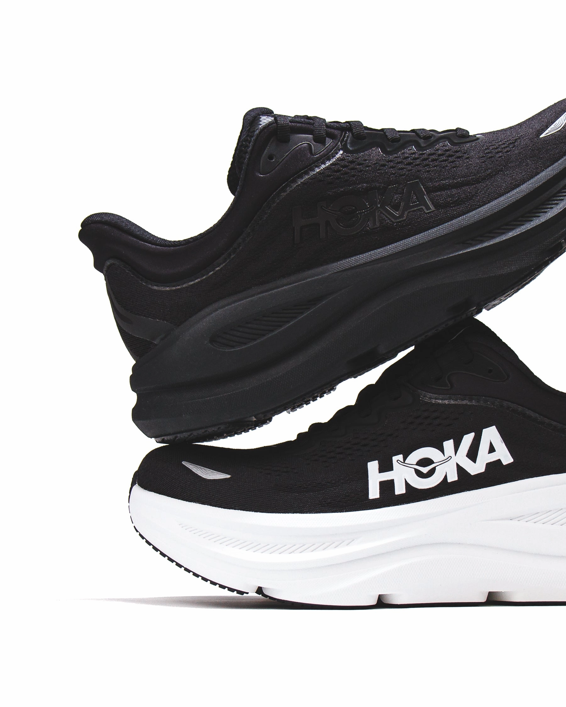 Hoka One One Men Bondi 9 Black White 1162011-BWHT Hoka One One shoe close-ups