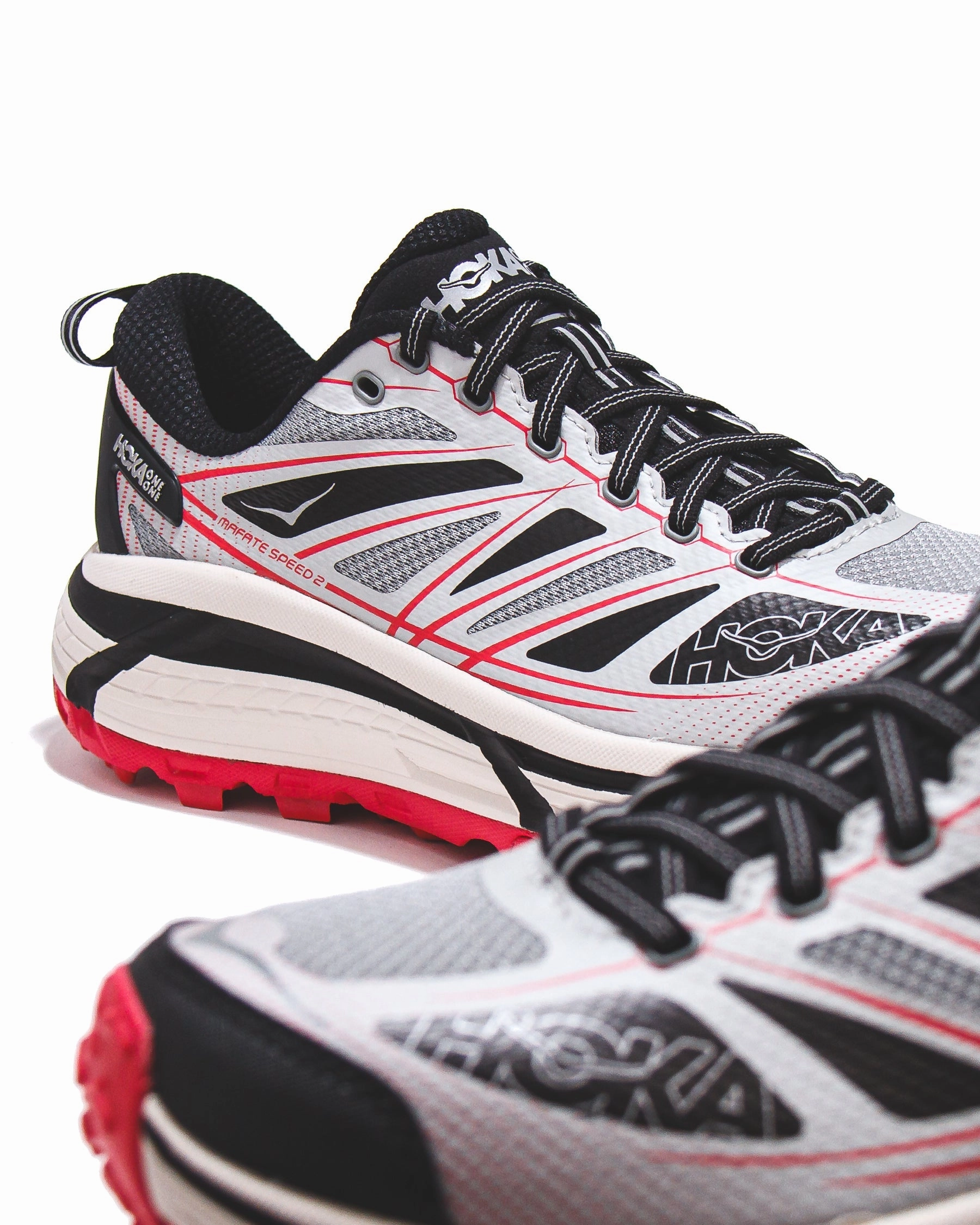 Hoka One One Unisex Mafate Speed 2 Galactic Grey Ruby Red 1126851-GTCG Hoka One One shoe close-ups