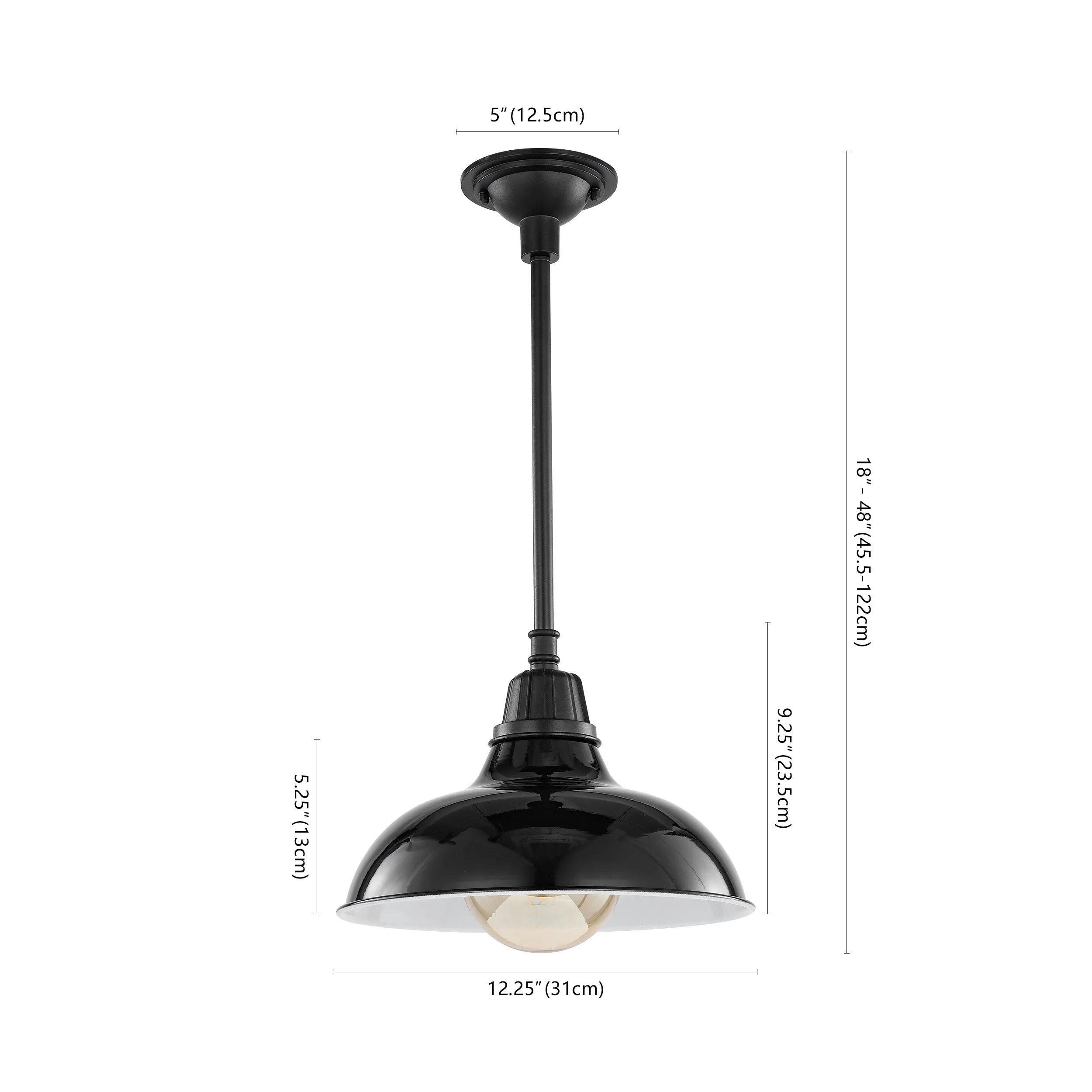 Jasper 12.25" 1-Light Farmhouse Industrial Indoor/Outdoor Iron LED Pendant Jonathan Y Home
