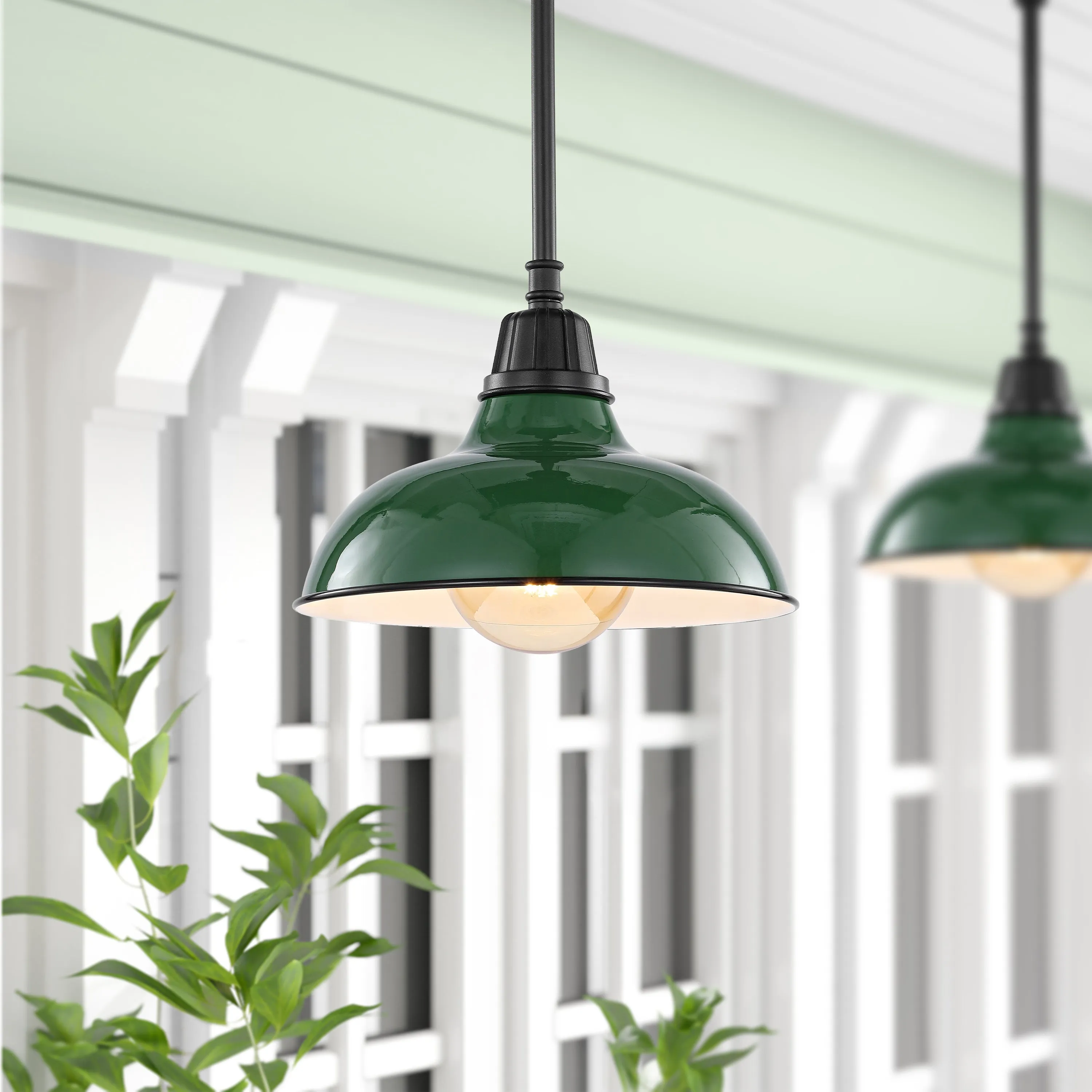 Jasper 12.25" 1-Light Farmhouse Industrial Indoor/Outdoor Iron LED Pendant Jonathan Y Home