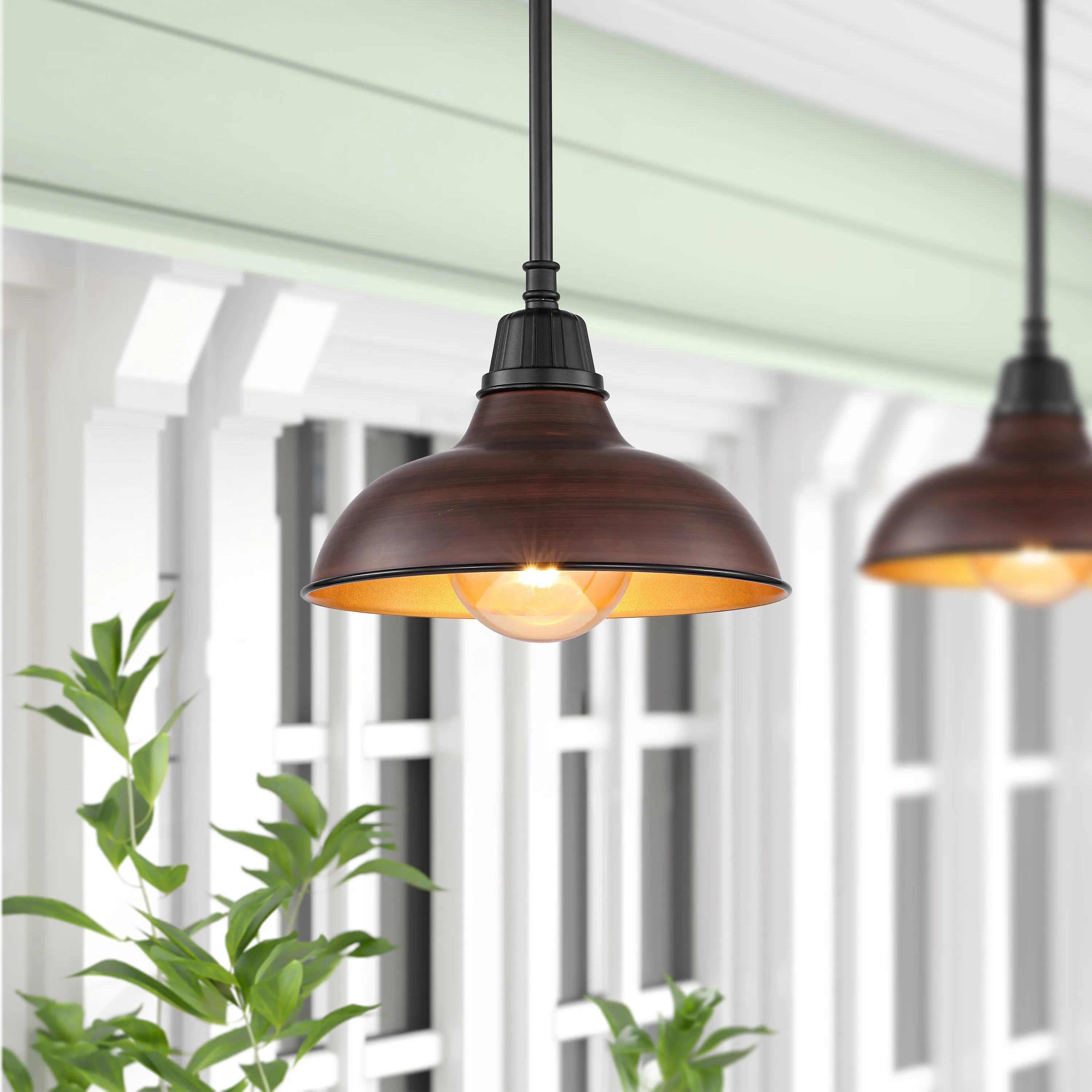 Jasper 12.25" 1-Light Farmhouse Industrial Indoor/Outdoor Iron LED Pendant Jonathan Y Home