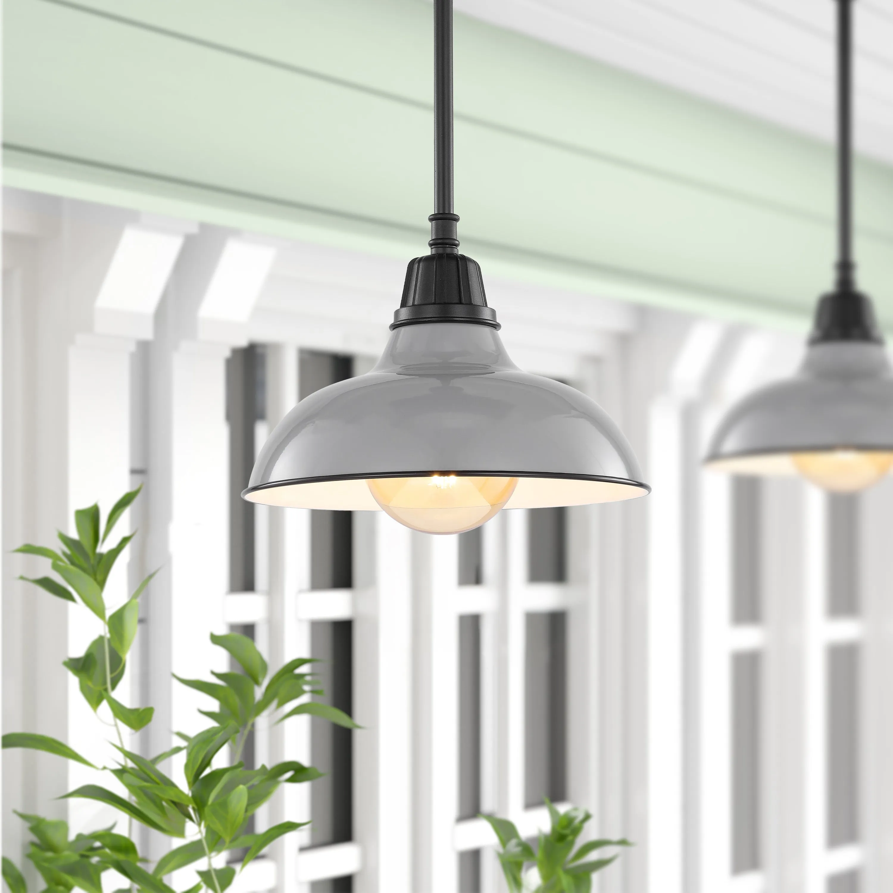Jasper 12.25" 1-Light Farmhouse Industrial Indoor/Outdoor Iron LED Pendant Jonathan Y Home