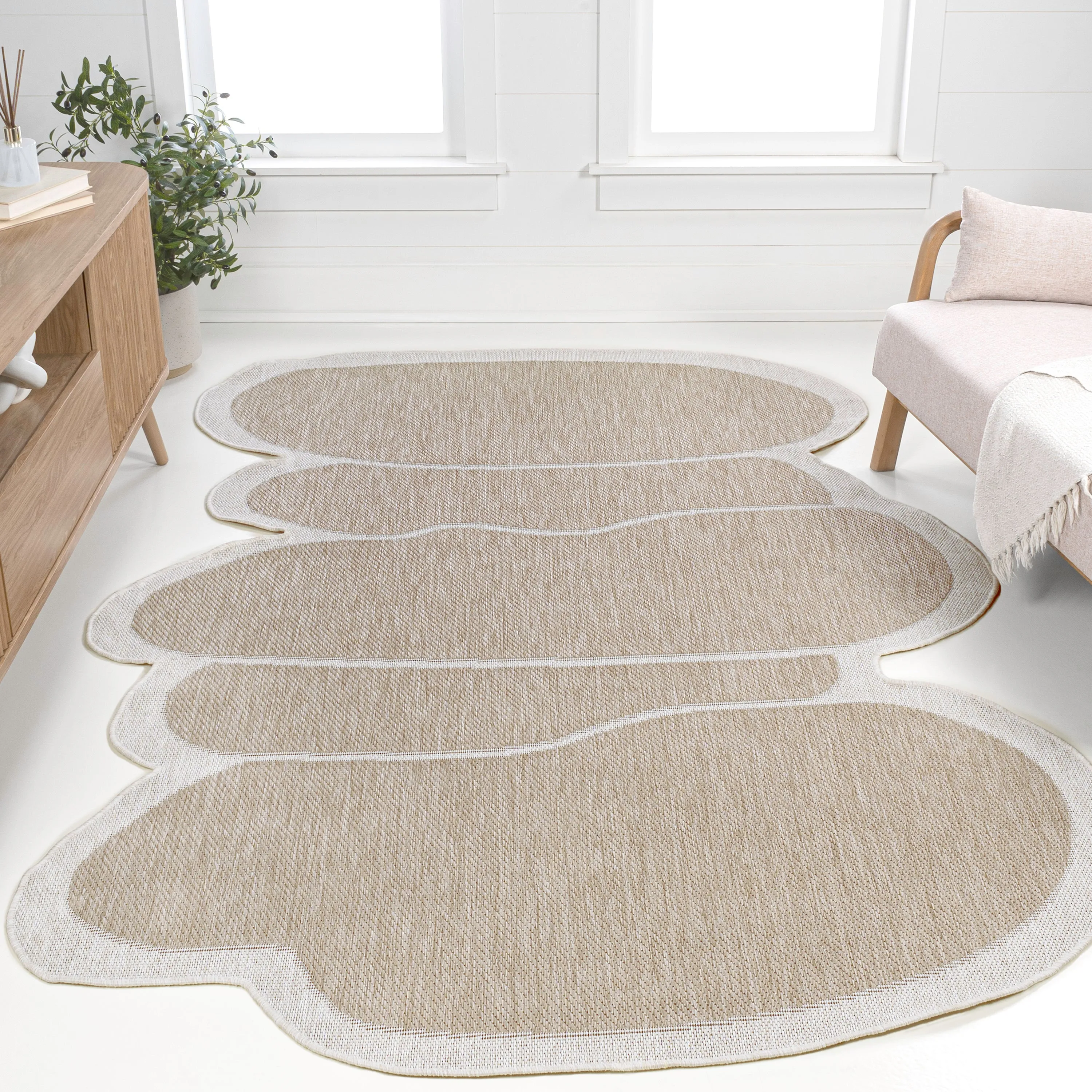 Jasper Modern Rustic Abstract Indoor/Outdoor Shaped Area Rug Jonathan Y Home