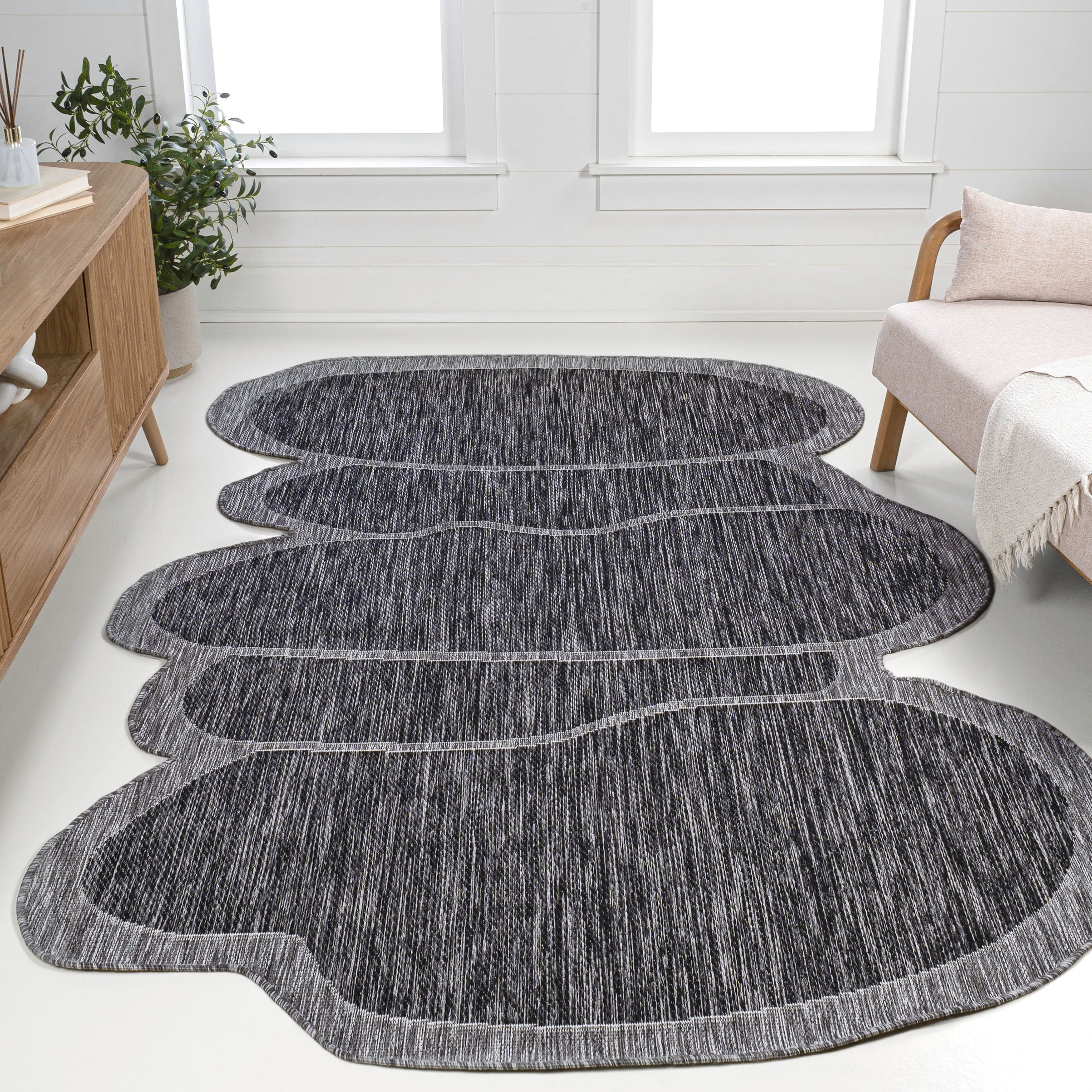 Jasper Modern Rustic Abstract Indoor/Outdoor Shaped Area Rug Jonathan Y Home