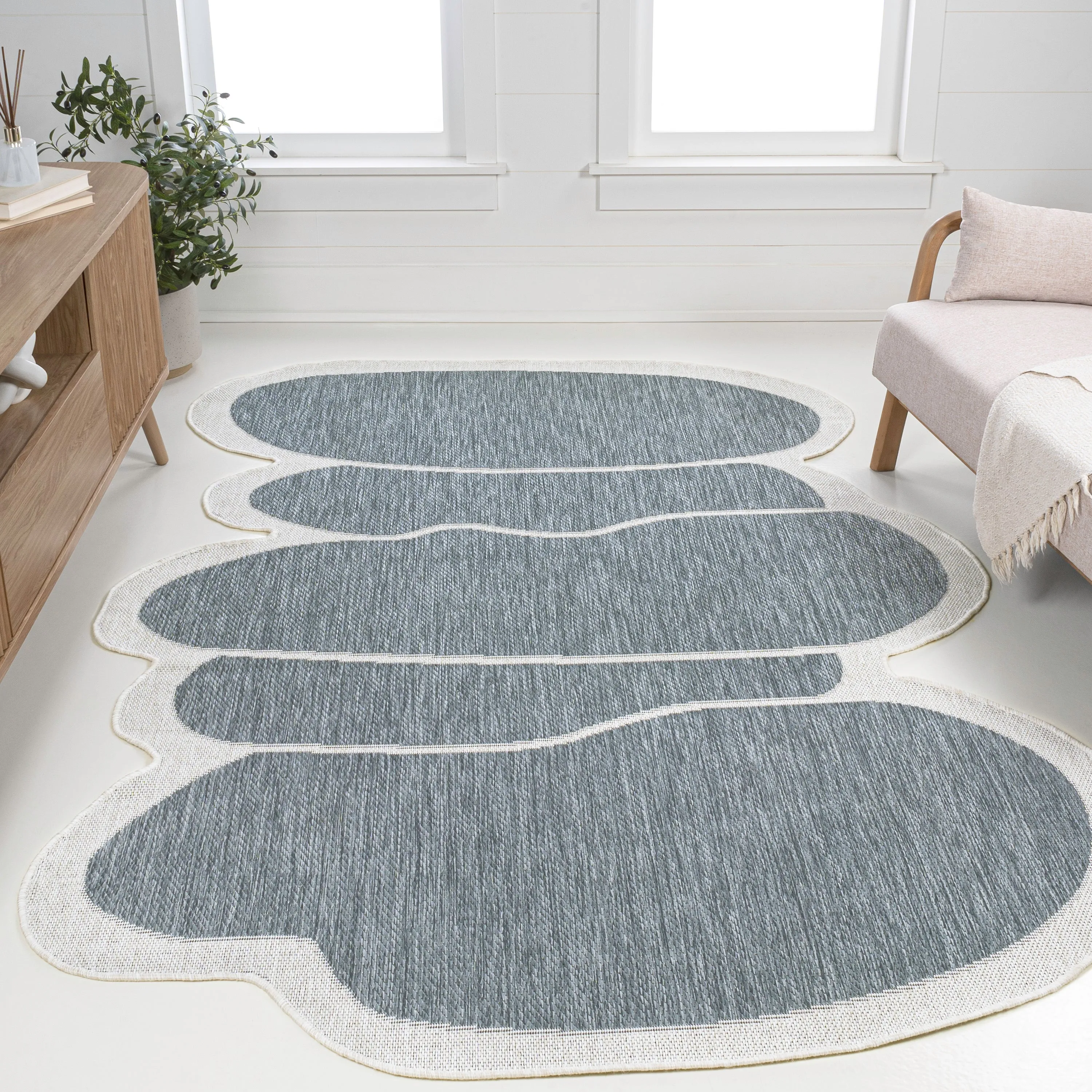 Jasper Modern Rustic Abstract Indoor/Outdoor Shaped Area Rug Jonathan Y Home
