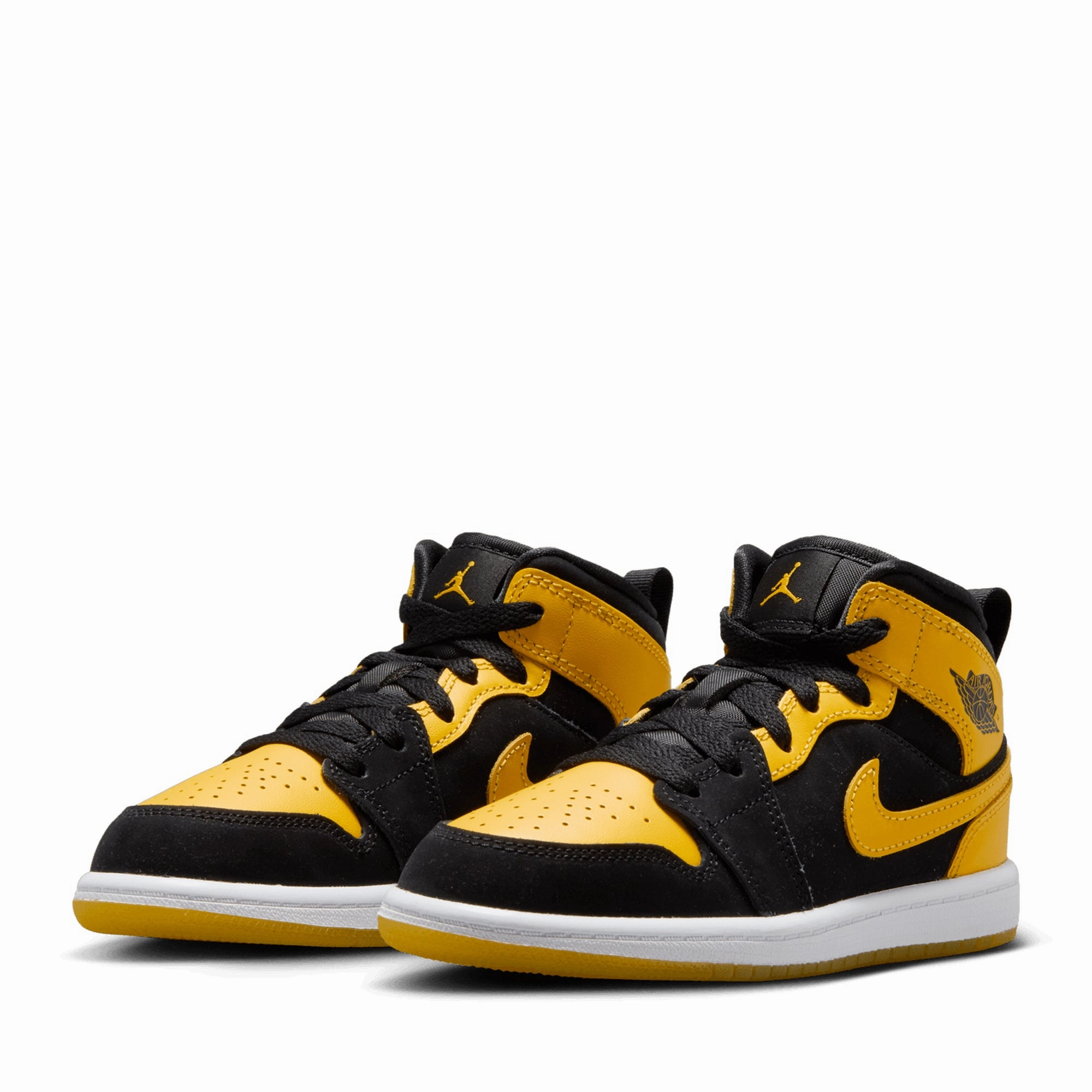 Jordan 1 Mid SE (PS) - Black/Varsity Maize Air Jordan Basketball Shoes for Performance