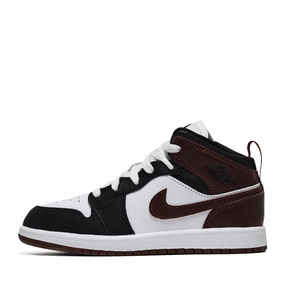 Jordan 1 Mid SE (PS) - White/Dark Pony Air Jordan signature sneakers
