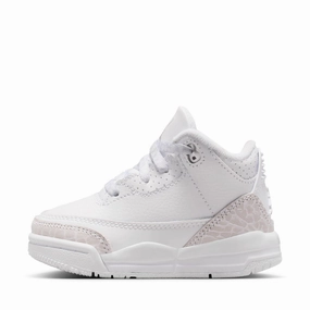 Jordan 3 Retro 'Pure Money' (TD) - White/Metallic Silver Air Jordan signature sneakers