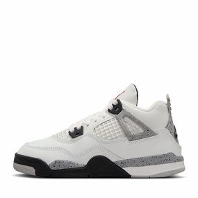 Jordan 4 Retro 'White Cement' (PS) - Summit White/Fire Red Air Jordan signature sneakers