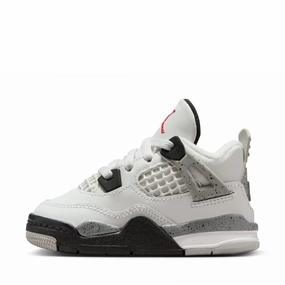 Jordan 4 Retro 'White Cement' (TD) - Summit White/Fire Red Air Jordan signature sneakers