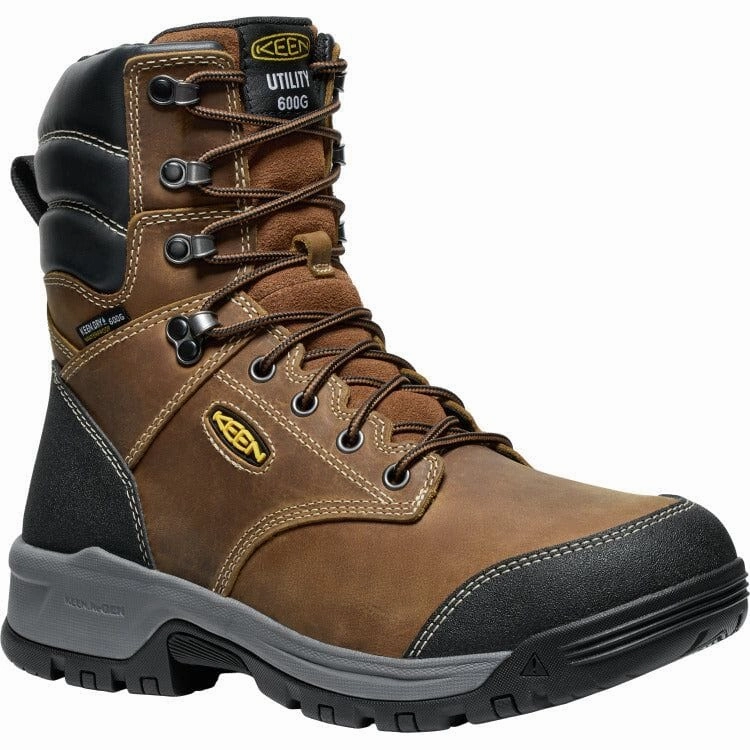 KEEN EVANSTON 8" INSULATED WATRPROOF SOFT TOE BOOT MEN'S MEDIUM AND WIDE Keen Work safety shoes with steel toe