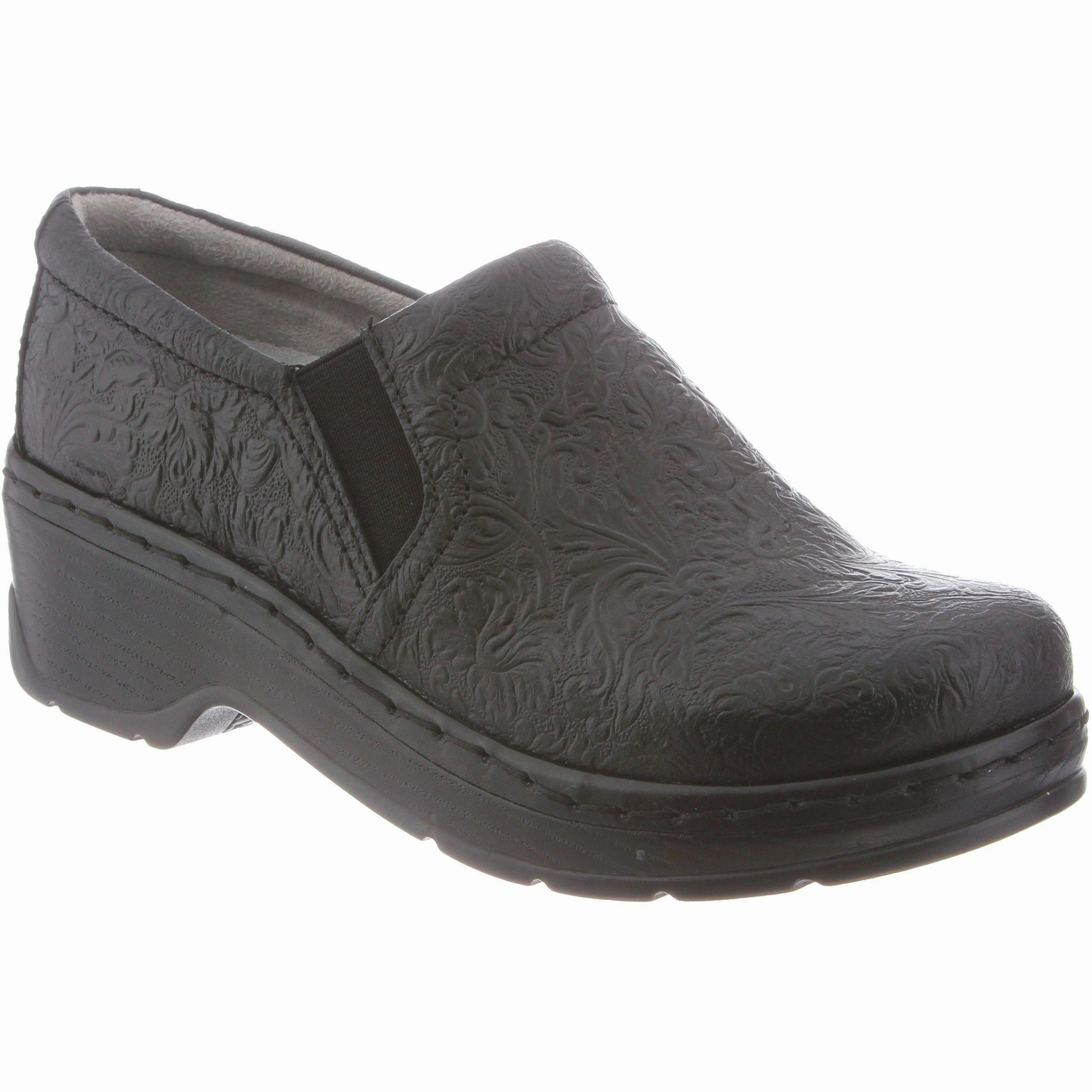 KLOGS NAPLES BLACK TOOLED MEDIUM AND WIDE Klogs cushioned clogs for nurses and chefs