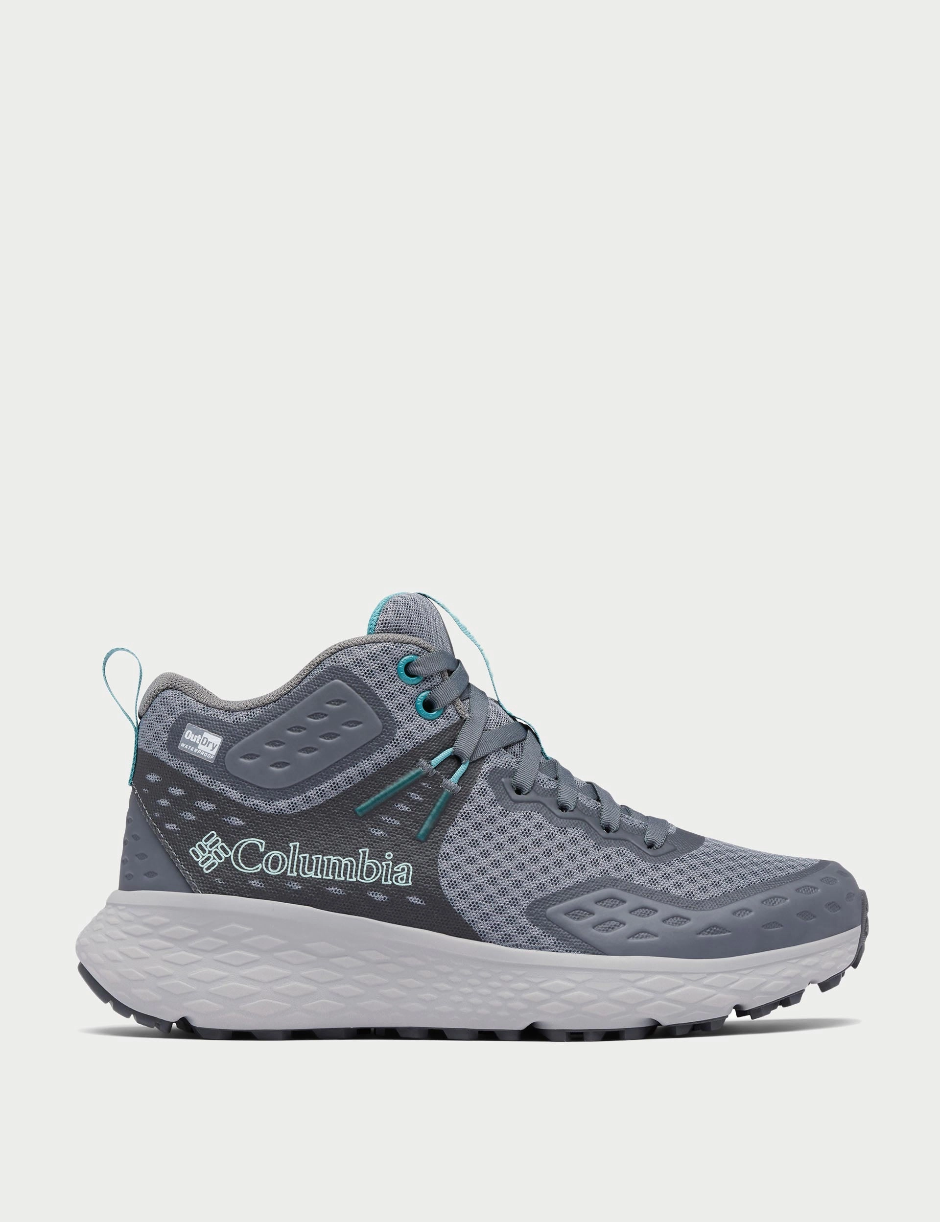 Konos TRS OutDry Mid Hiking Shoe - Ti Grey Steel/Teal Columbia waterproof hiking shoes for rough trails