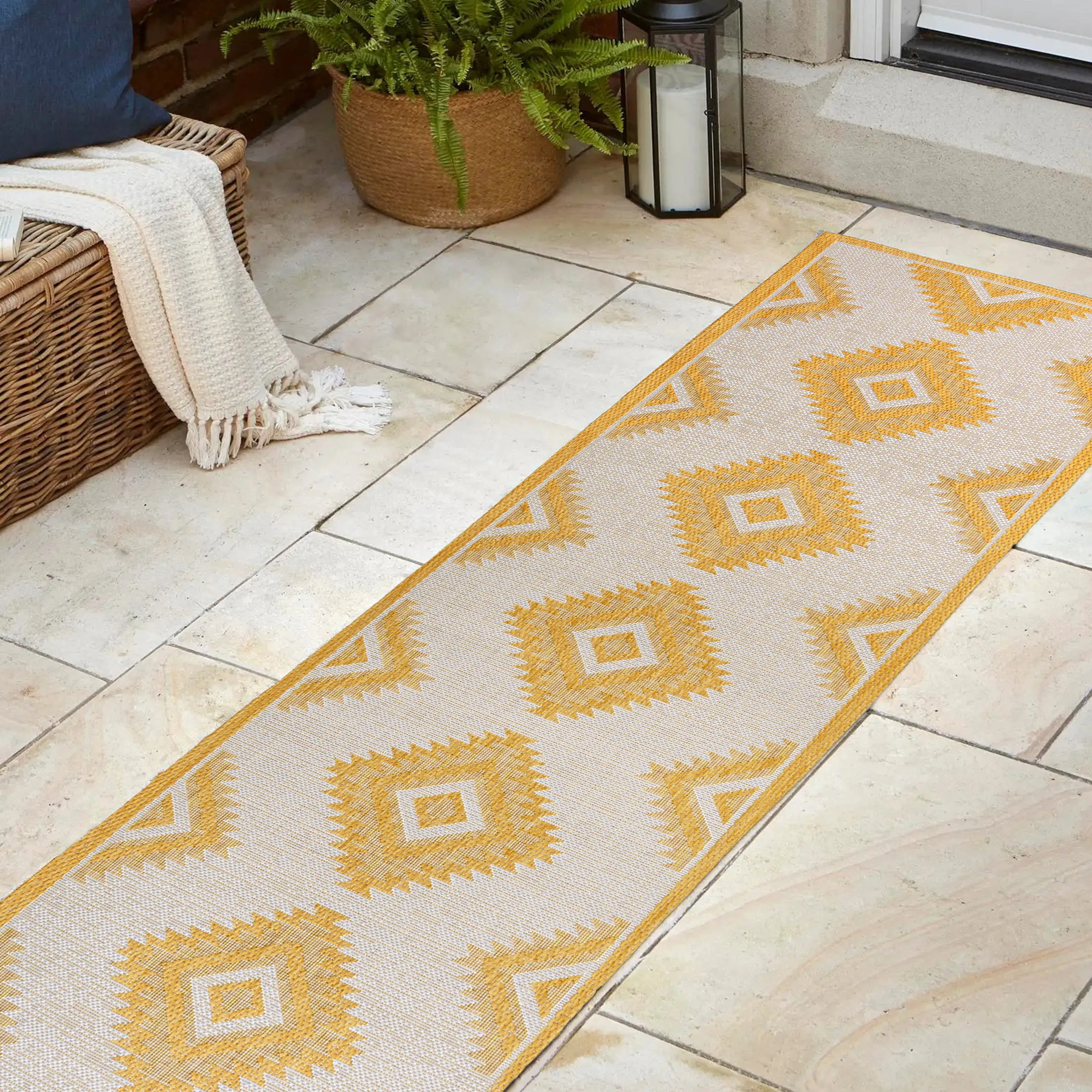 Lior Geometric Moroccan Diamond 2 ft. x 8 ft. Indoor/Outdoor Runner Rug Jonathan Y Home
