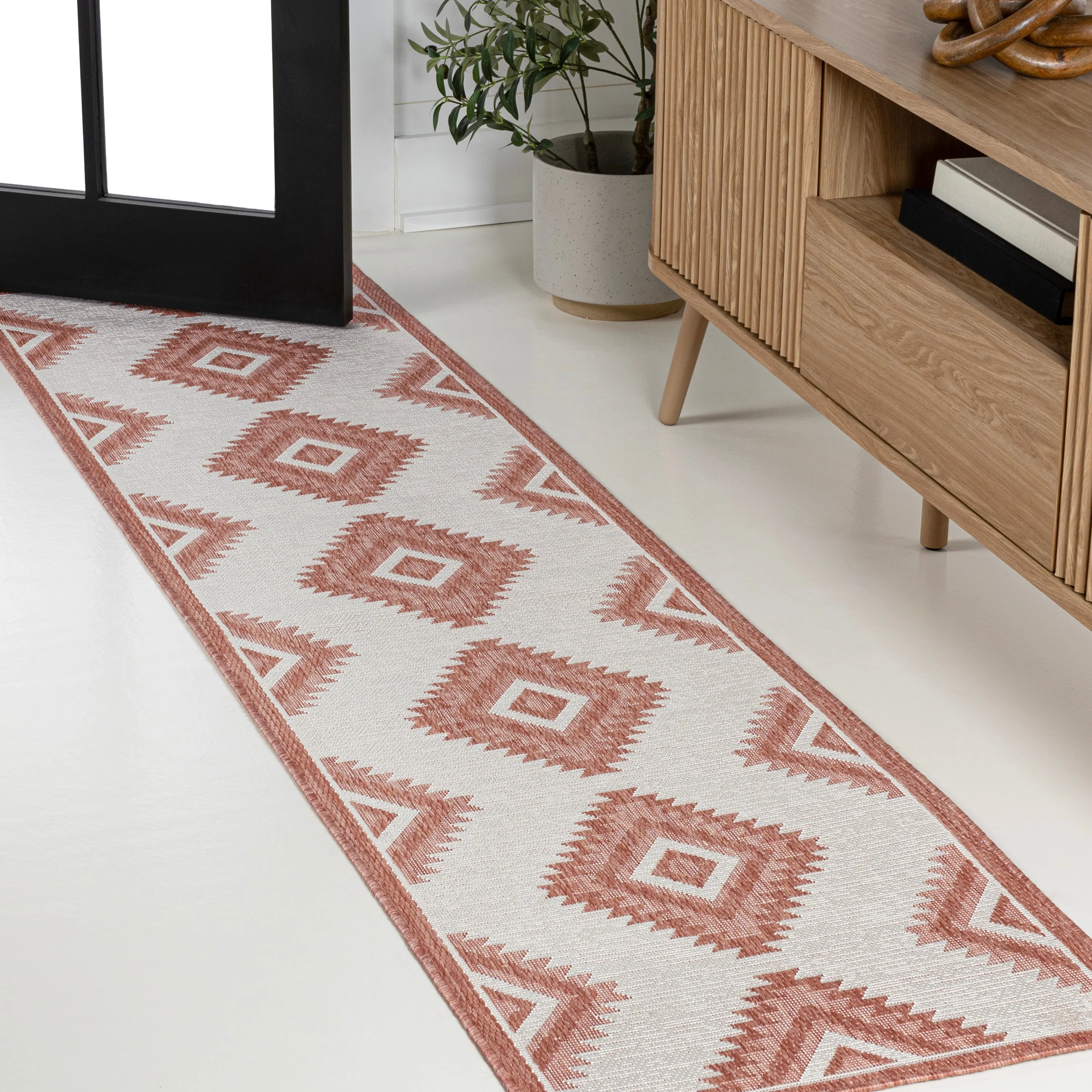 Lior Geometric Moroccan Diamond 2 ft. x 8 ft. Indoor/Outdoor Runner Rug Jonathan Y Home