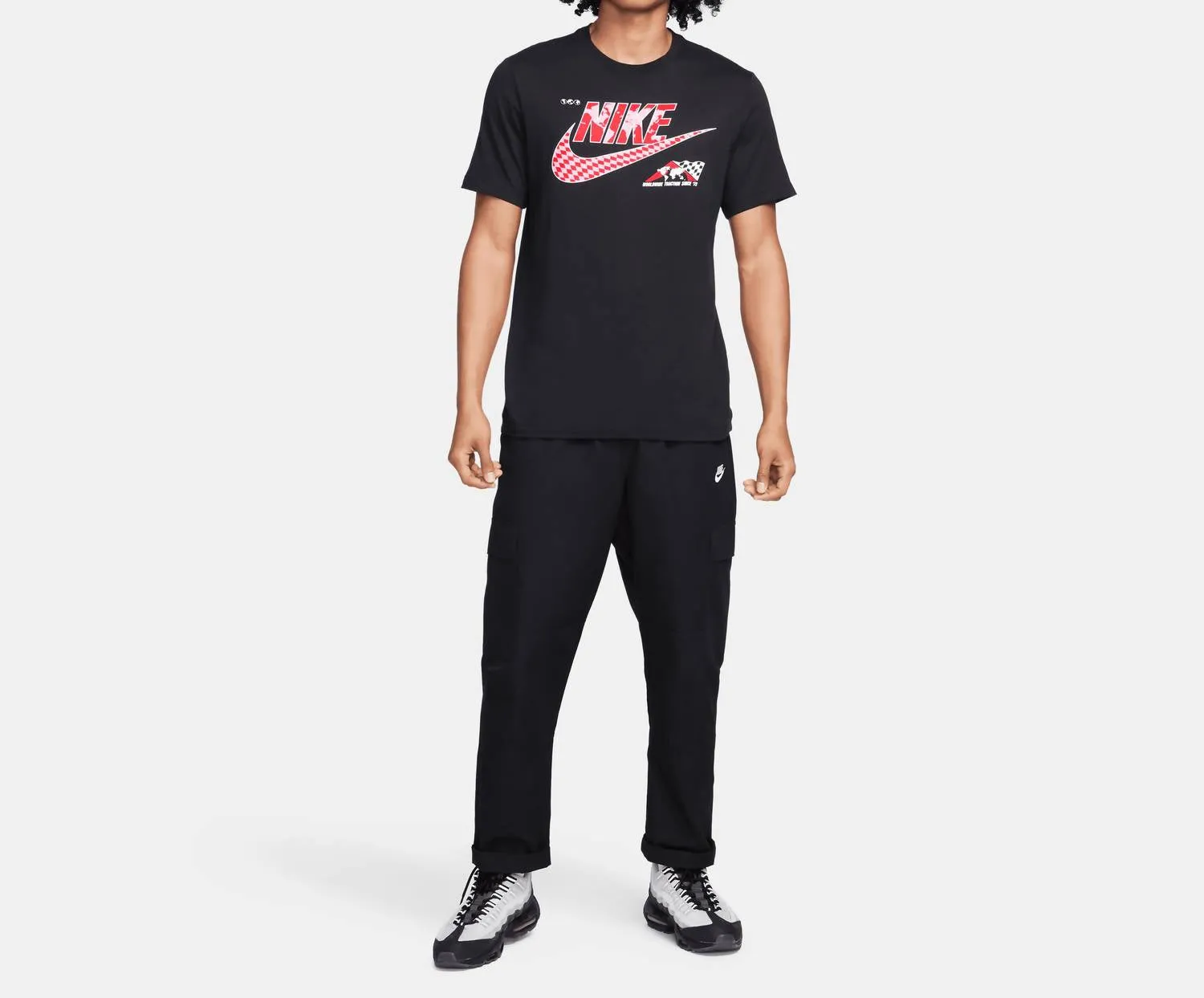 Men's Checkered Flag T-Shirt In Black