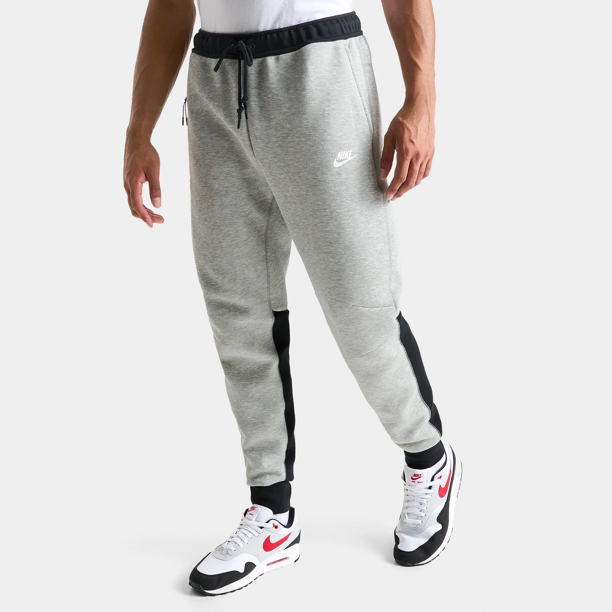 Mens Nike Nike Sportswear Tech Fleece Slim Fit Joggers Dark Grey Heather / Black - White