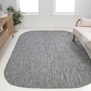 Miles Modern Minimalist Radius Corner Solid Indoor/Outdoor Shaped Area Rug Jonathan Y Home