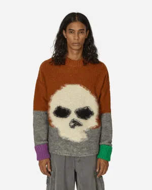 Mohair Skull Intarsia Sweater Brown