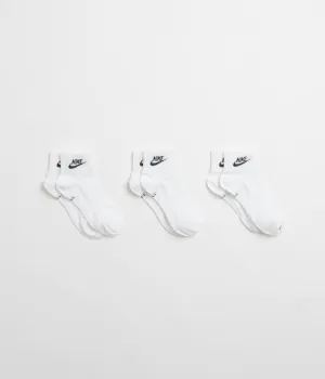 Nike Everyday Essential Ankle Socks (3 Pair) - White / Black Nike Sportswears