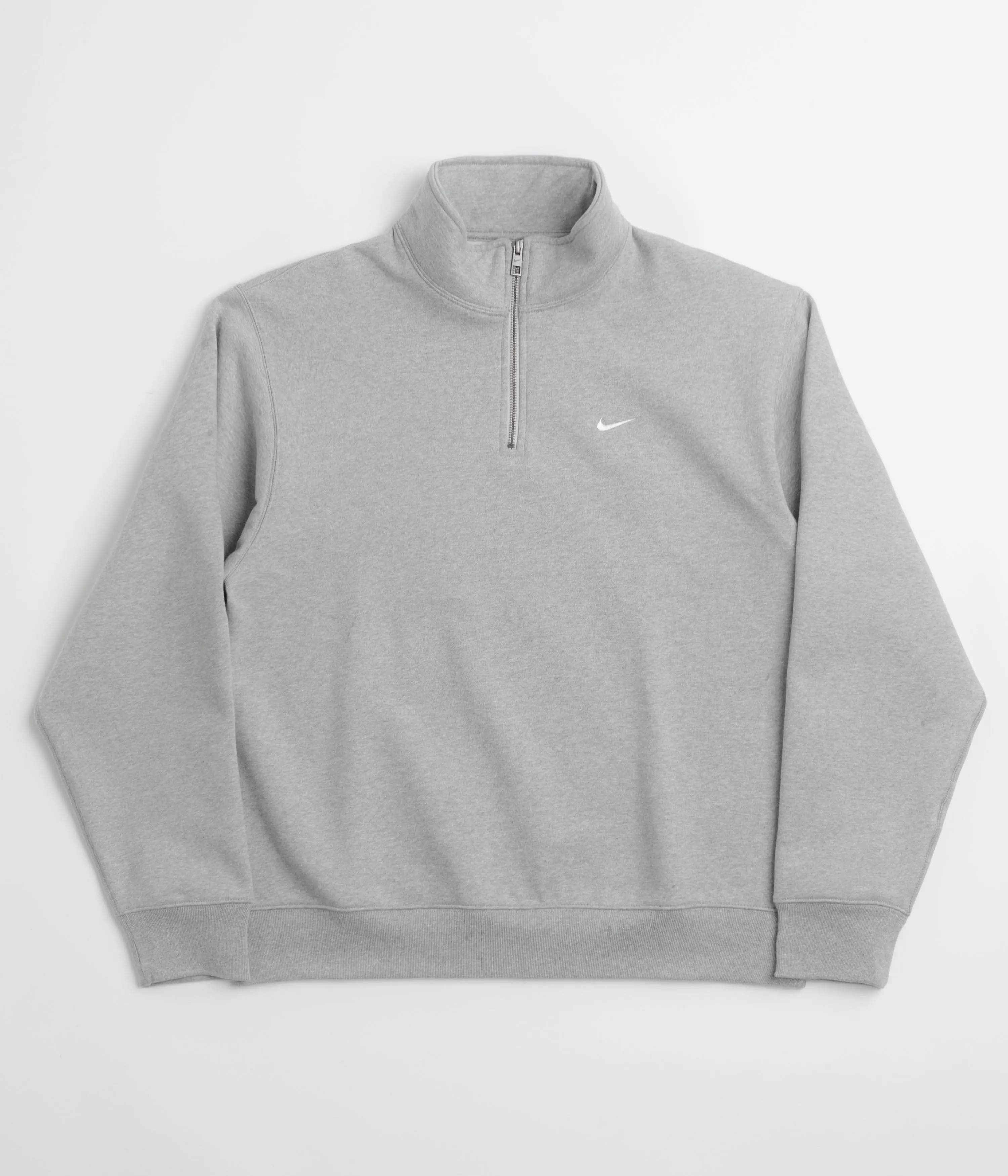 Nike Solo Swoosh 1/4 Zip Sweatshirt - Dark Grey Heather / White Nike Sportswears