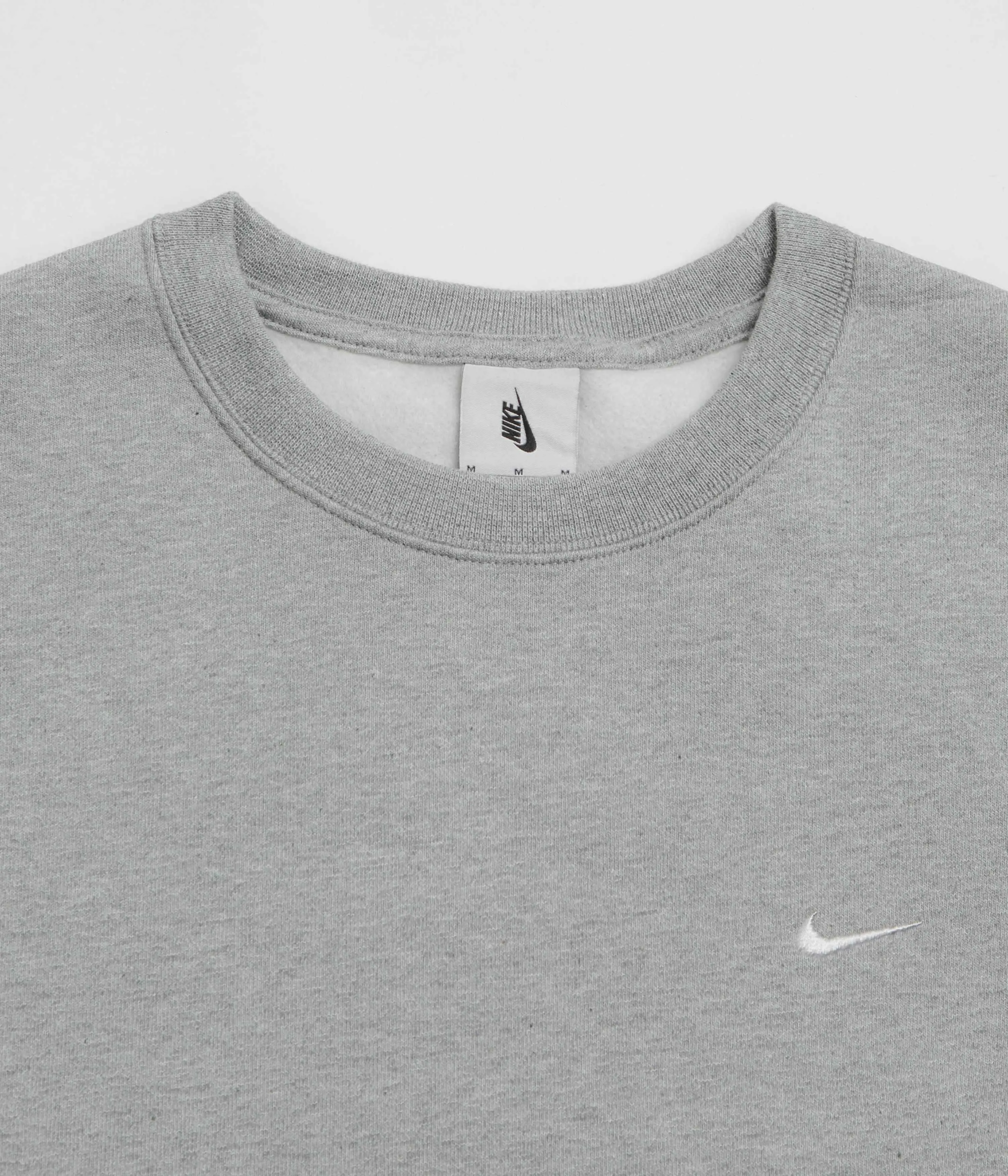 Nike Solo Swoosh Crewneck Sweatshirt - Dark Grey Heather / White Nike Sportswears