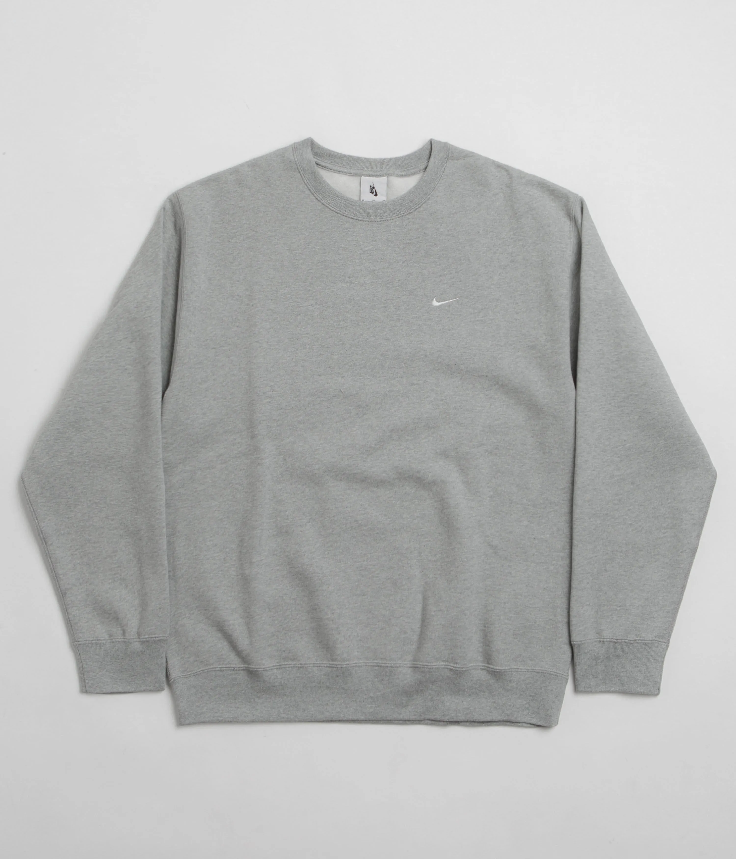 Nike Solo Swoosh Crewneck Sweatshirt - Dark Grey Heather / White Nike Sportswears