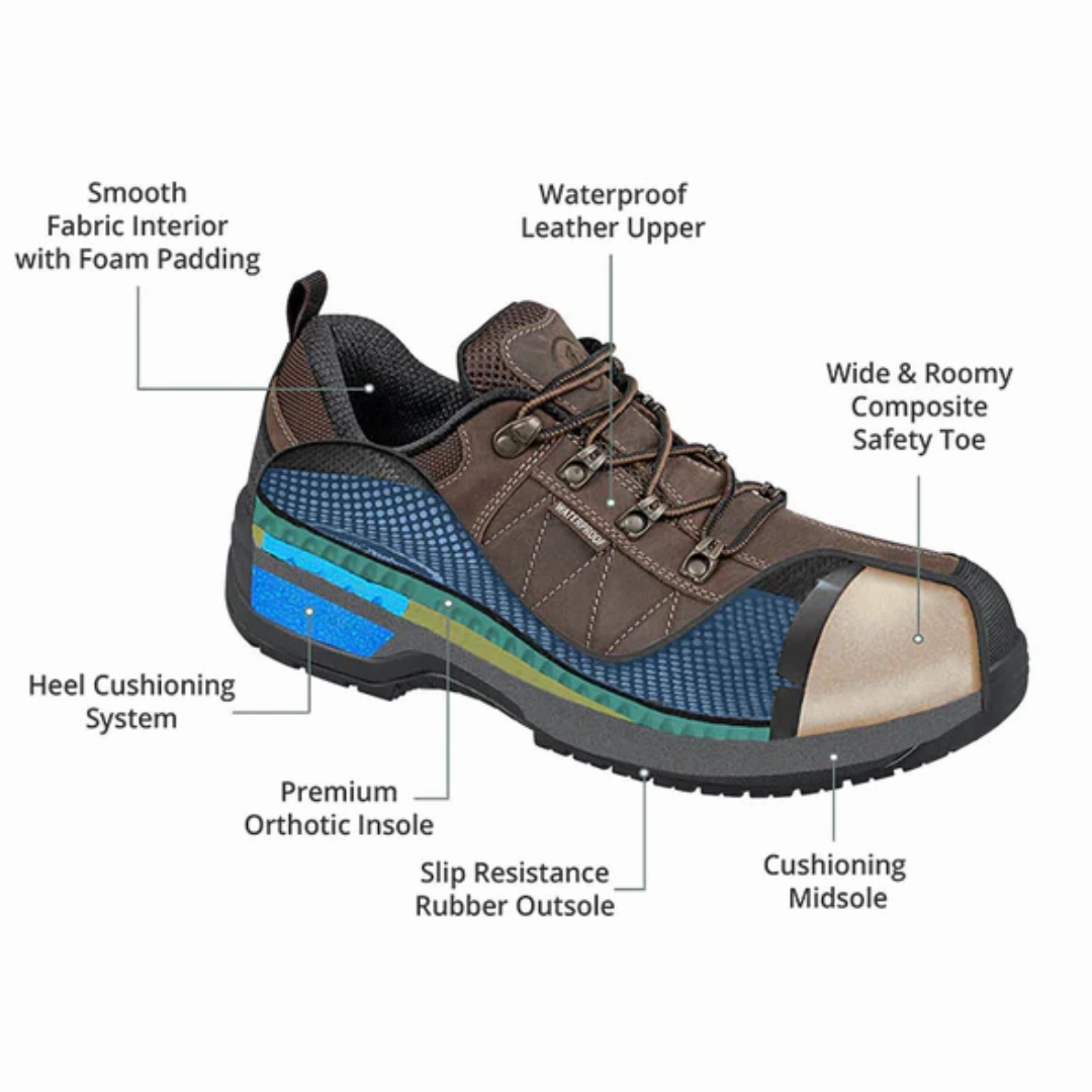 Orthofeet - Men-  Dolomite Work Shoes - Brown Orthofeet comfortable shoe looks