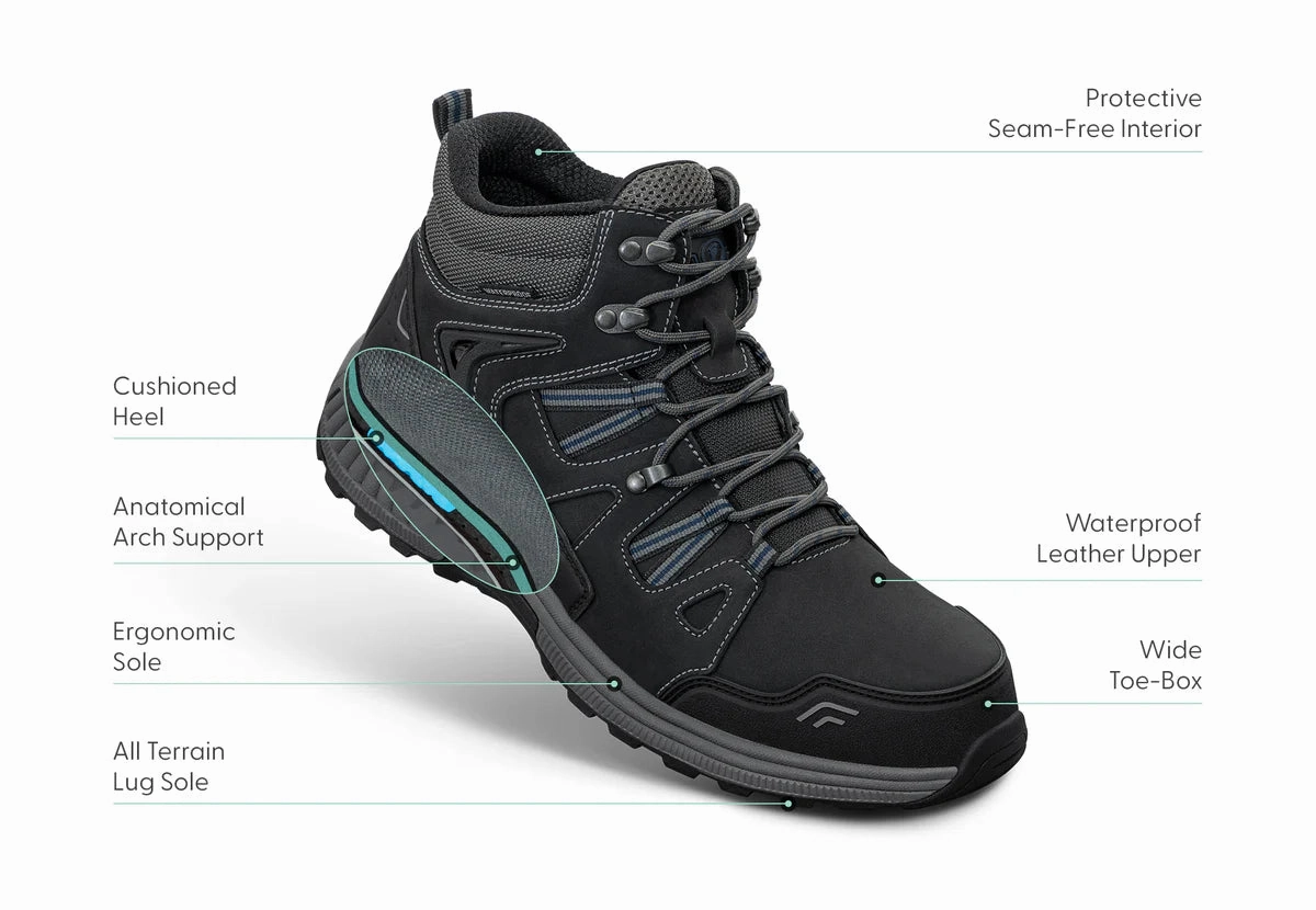 Orthofeet - Men - Ridgewood Boots - Black Orthofeet comfortable shoe looks
