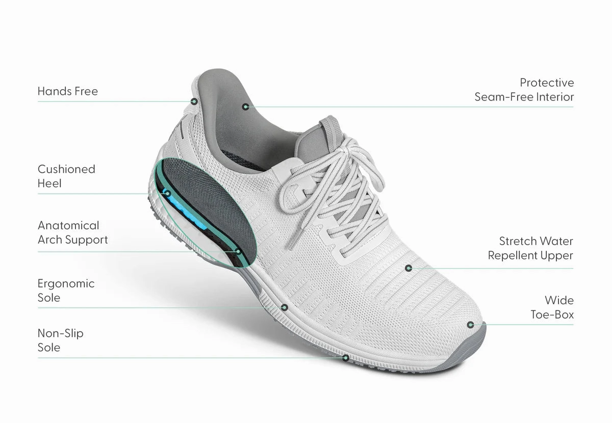 Orthofeet - MEN - Yari Hands-Free - White Orthofeet comfortable shoe looks